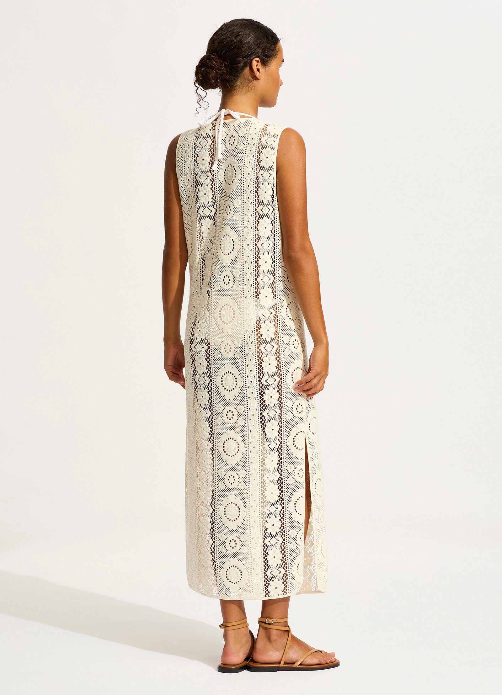Corfu Crochet Maxi Cover Up - Ecru - Ecru view 3