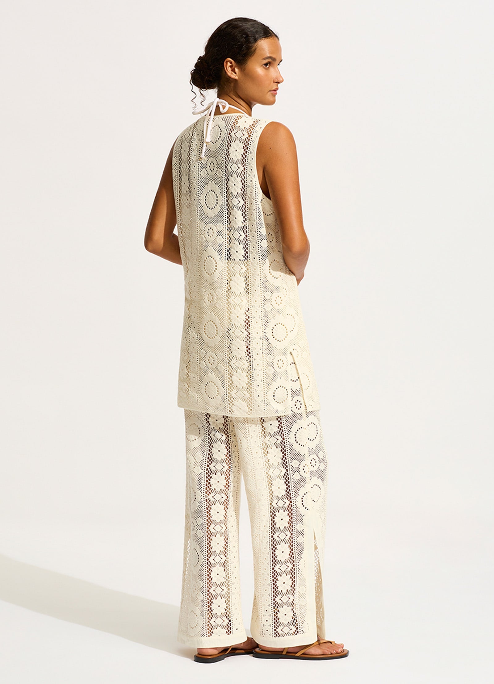 Corfu Crochet Mini Cover Up - Ecru - Ecru view 6