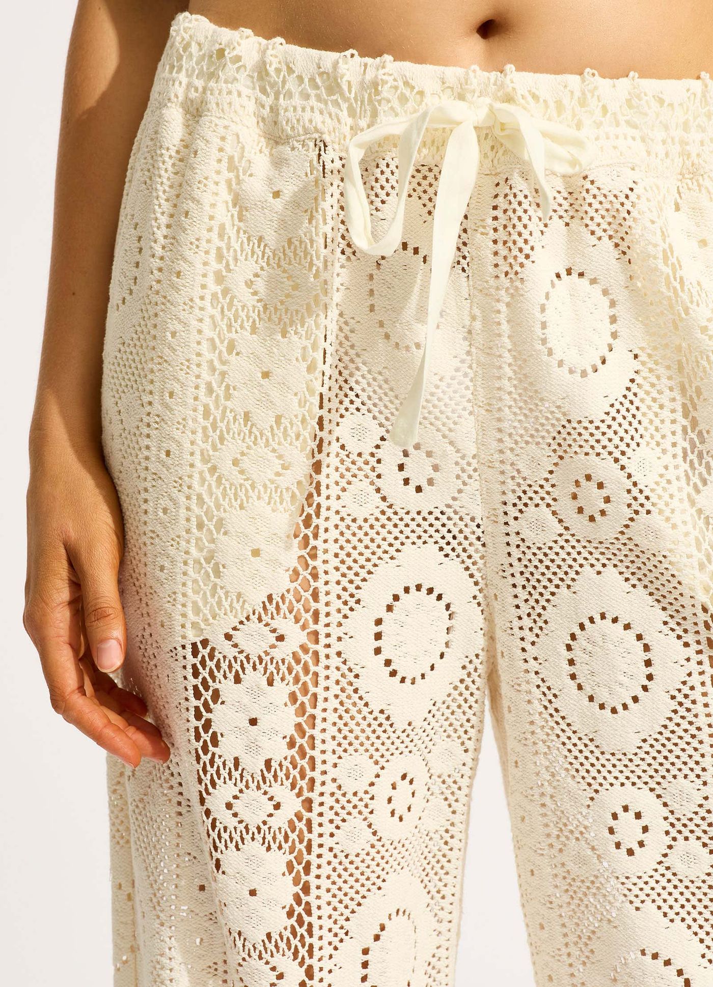Corfu Crochet Pant - Ecru - Ecru view 5