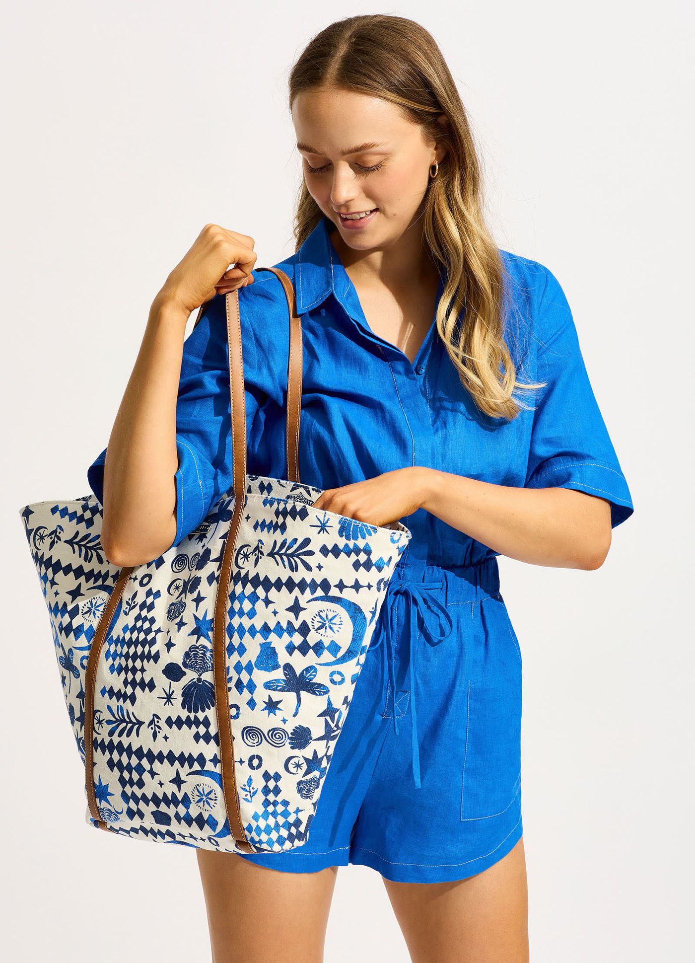 Corfu Fan Tote Bag - Azure - Azure