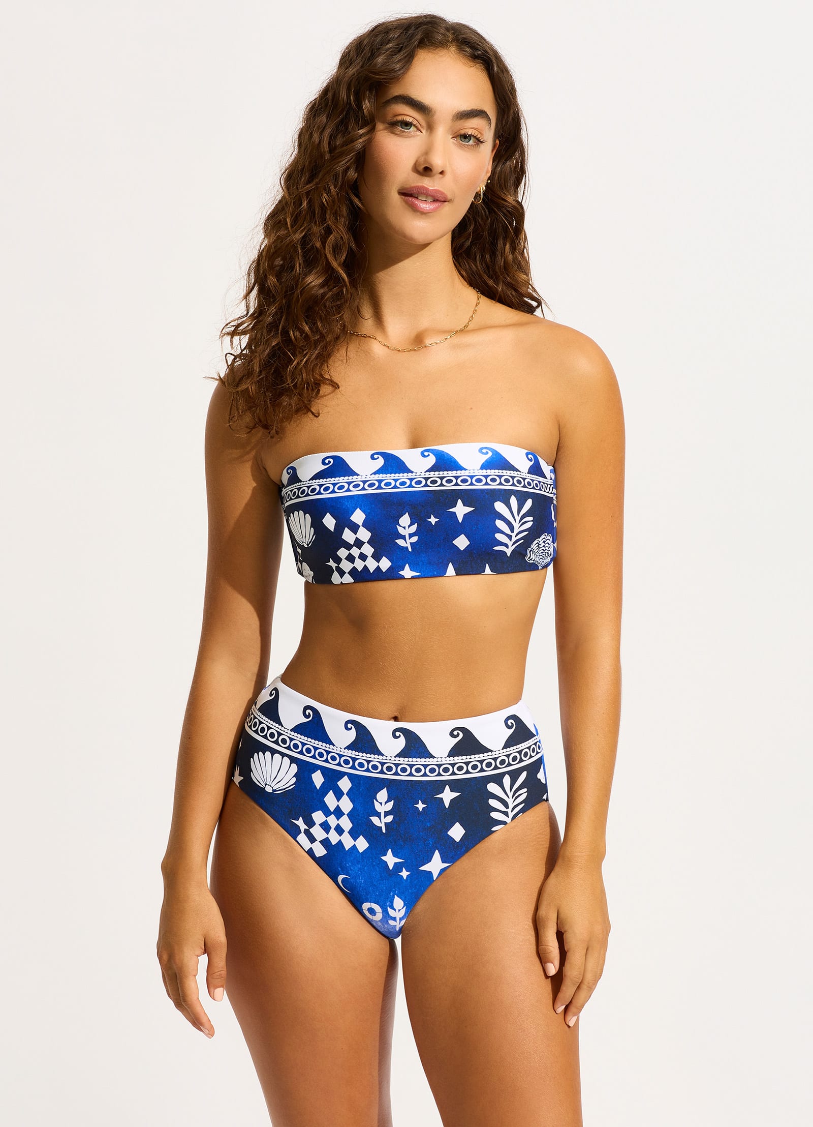 Corfu High Waisted Bikini Bottom - Azure - Azure