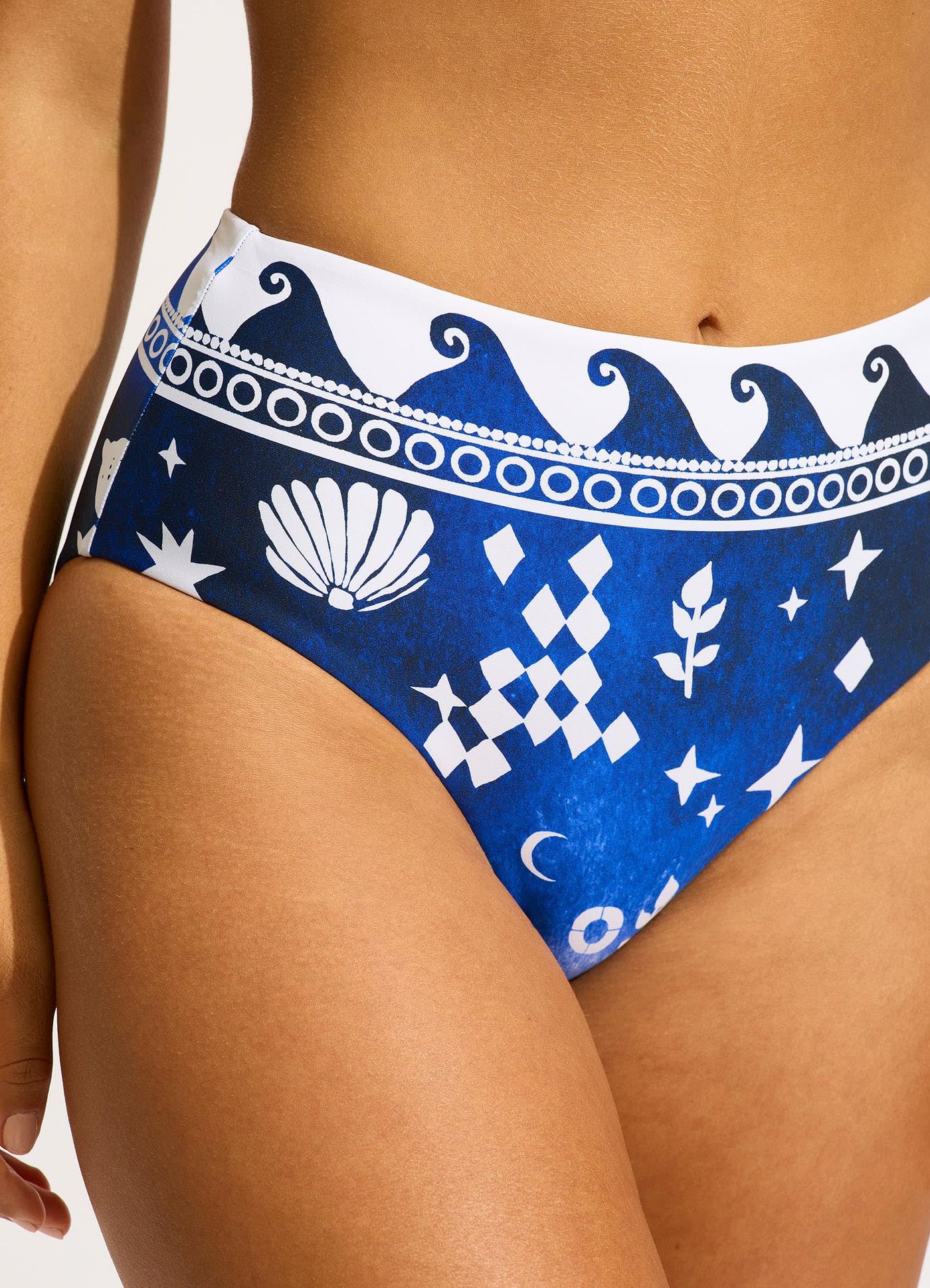 Corfu High Waisted Bikini Bottom - Azure - Azure view 5