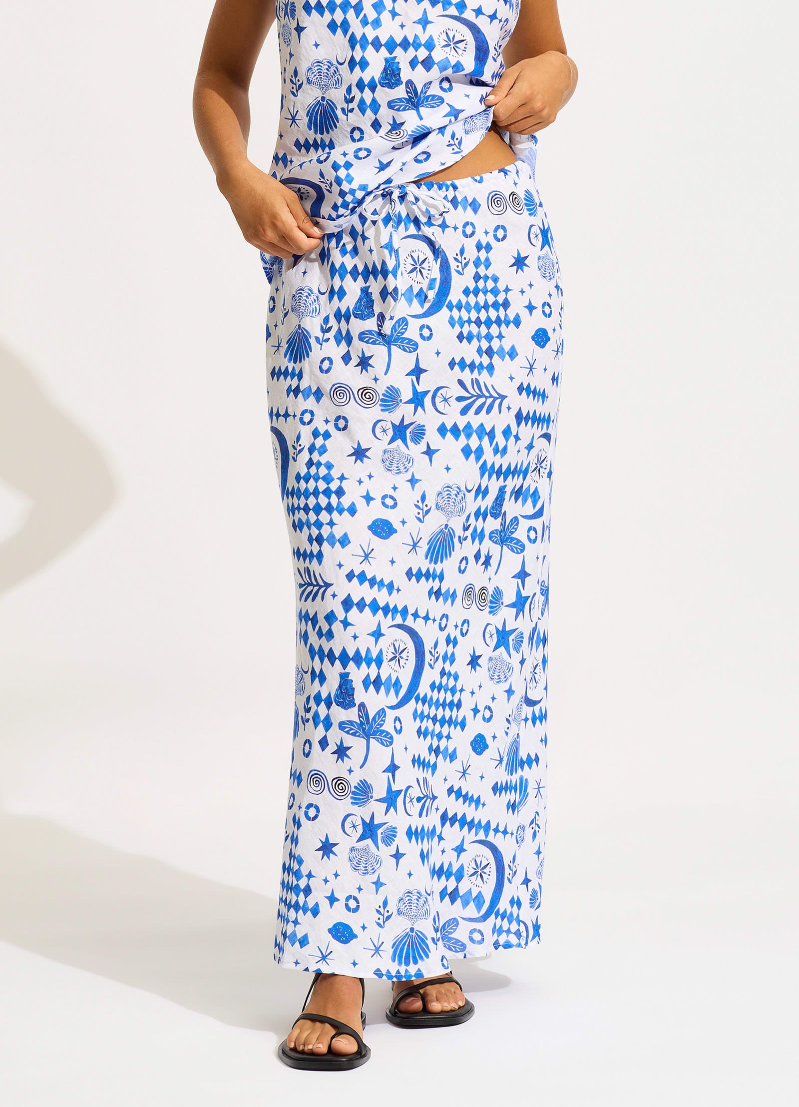 Corfu Maxi Skirt - Azure - Azure view 2
