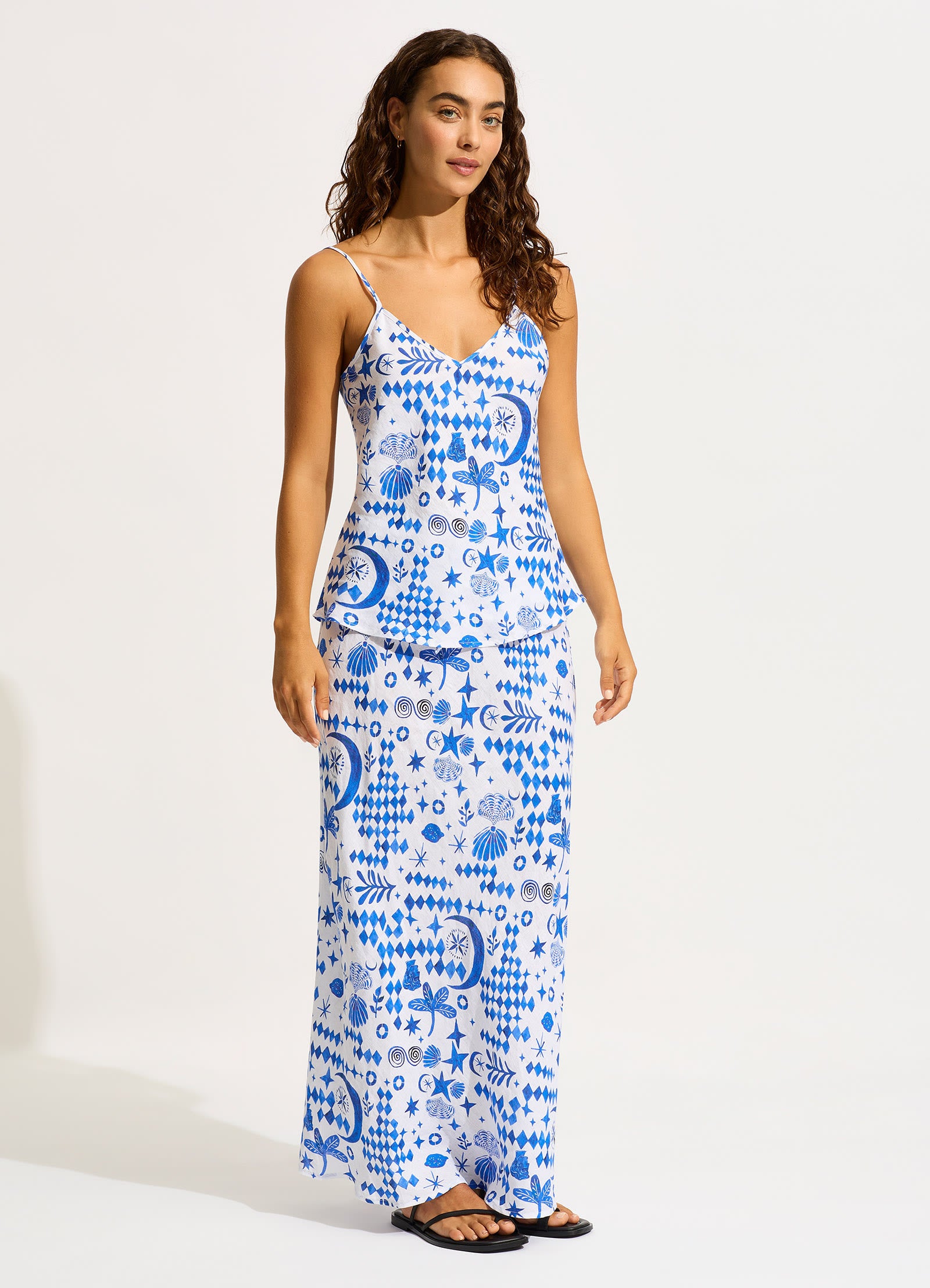 Corfu Maxi Skirt - Azure - Azure view 3