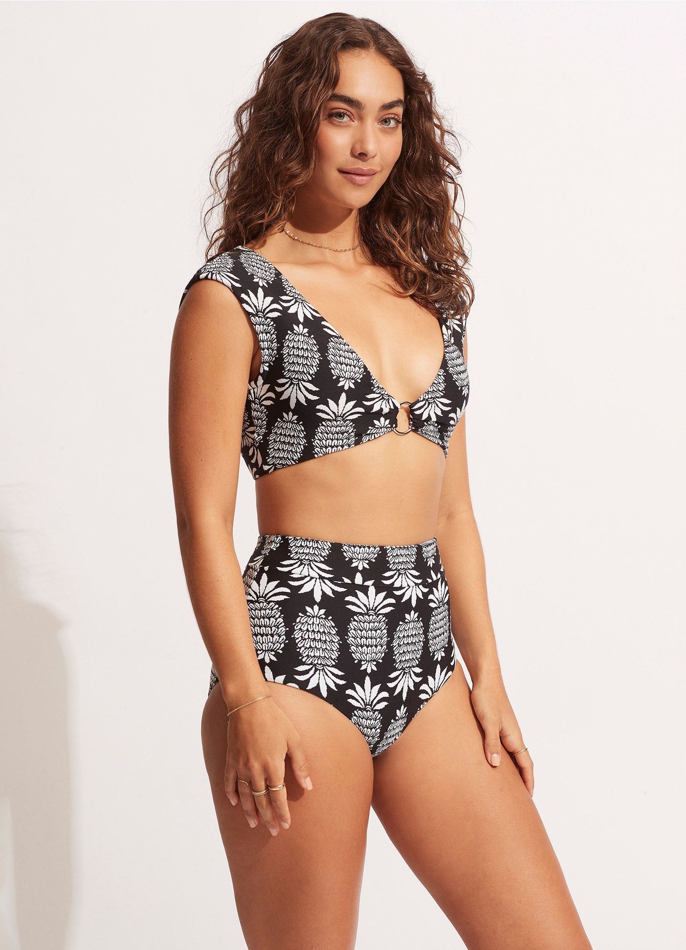 Corsica High Waisted Bikini Bottom - Black - Black view 3