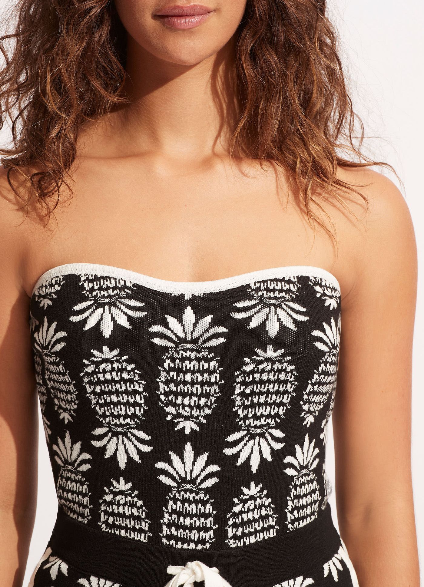 Corsica Jacquard Knit Playsuit - Black - Black view 5