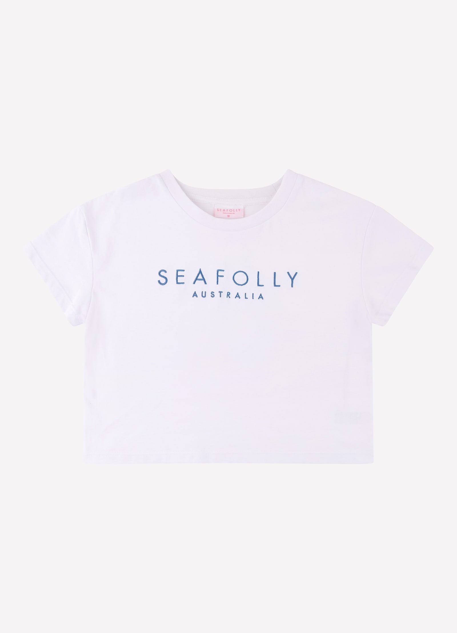 Cotton Emb Crop Tee - White - White view 3