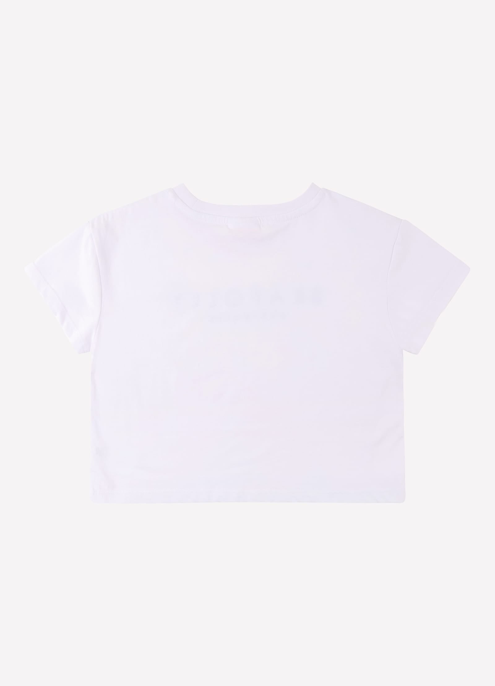 Cotton Emb Crop Tee - White - White view 4