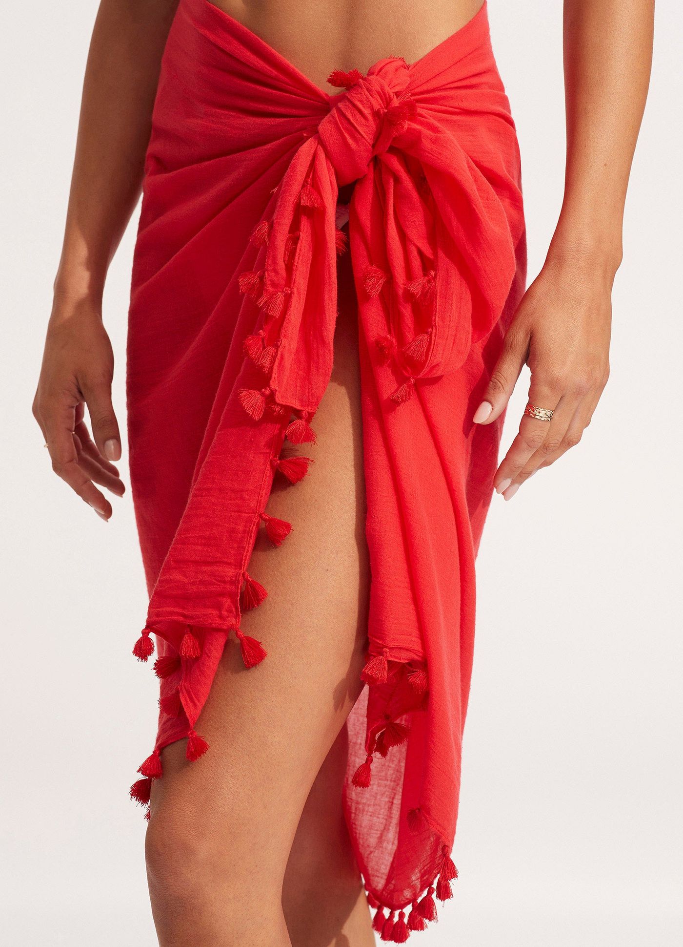 Cotton Gauze Sarong - Chilli - Chilli view 5
