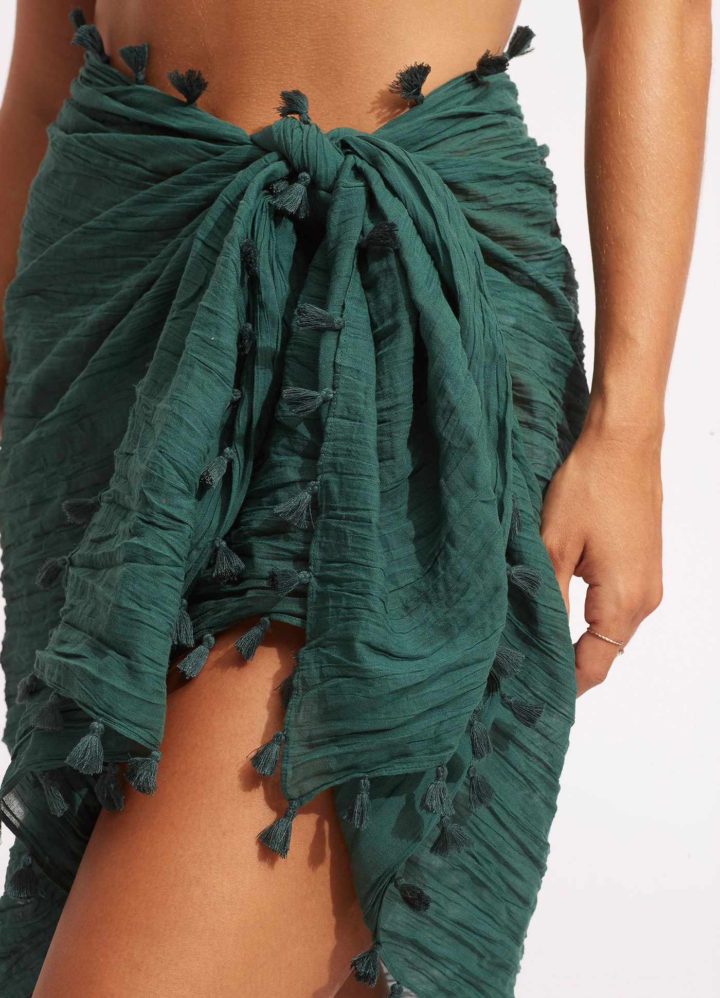 Cotton Gauze Sarong - Evergreen - Evergreen view 5
