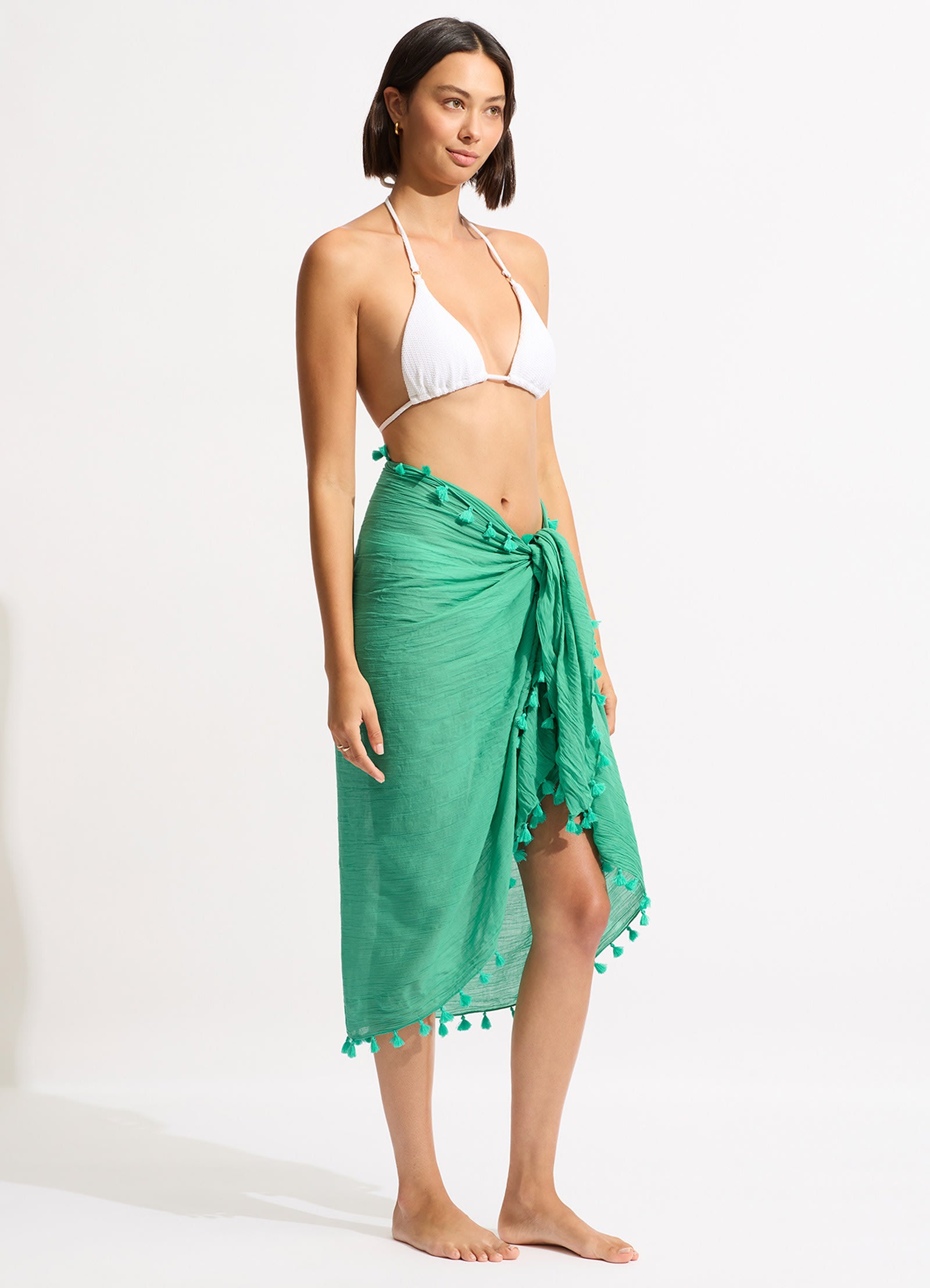 Cotton Gauze Sarong - Jade - Jade view 2