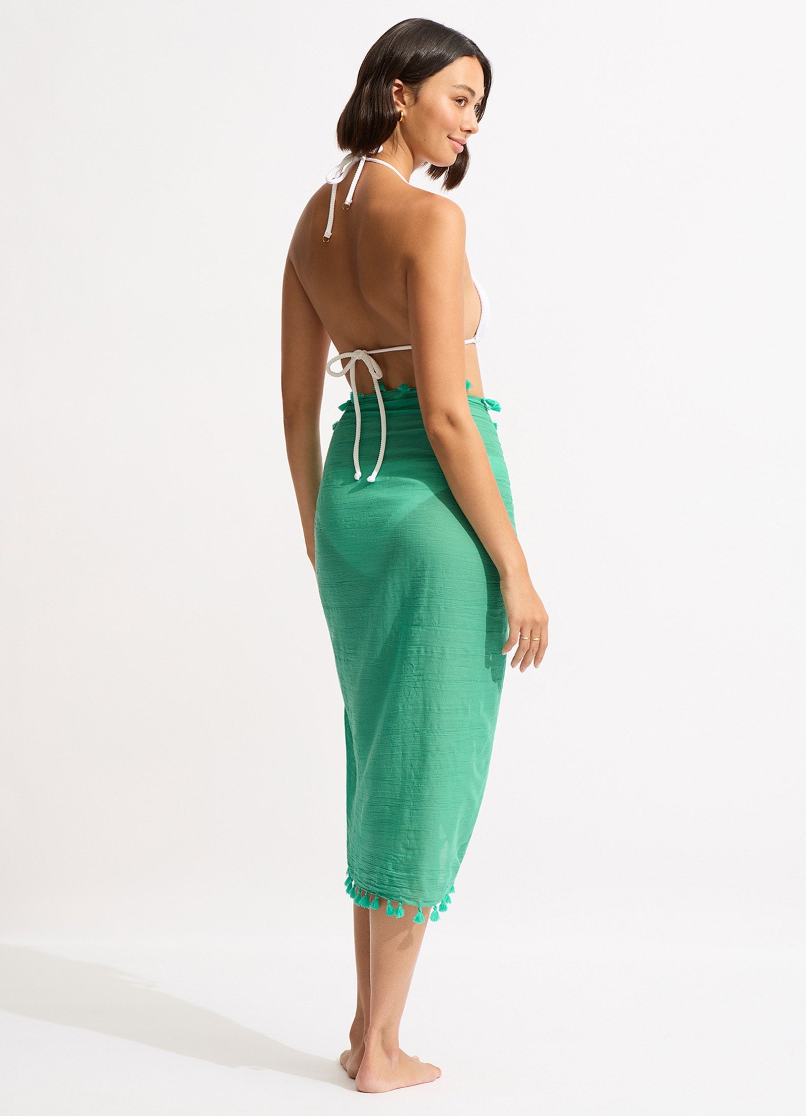 Cotton Gauze Sarong - Jade - Jade view 3