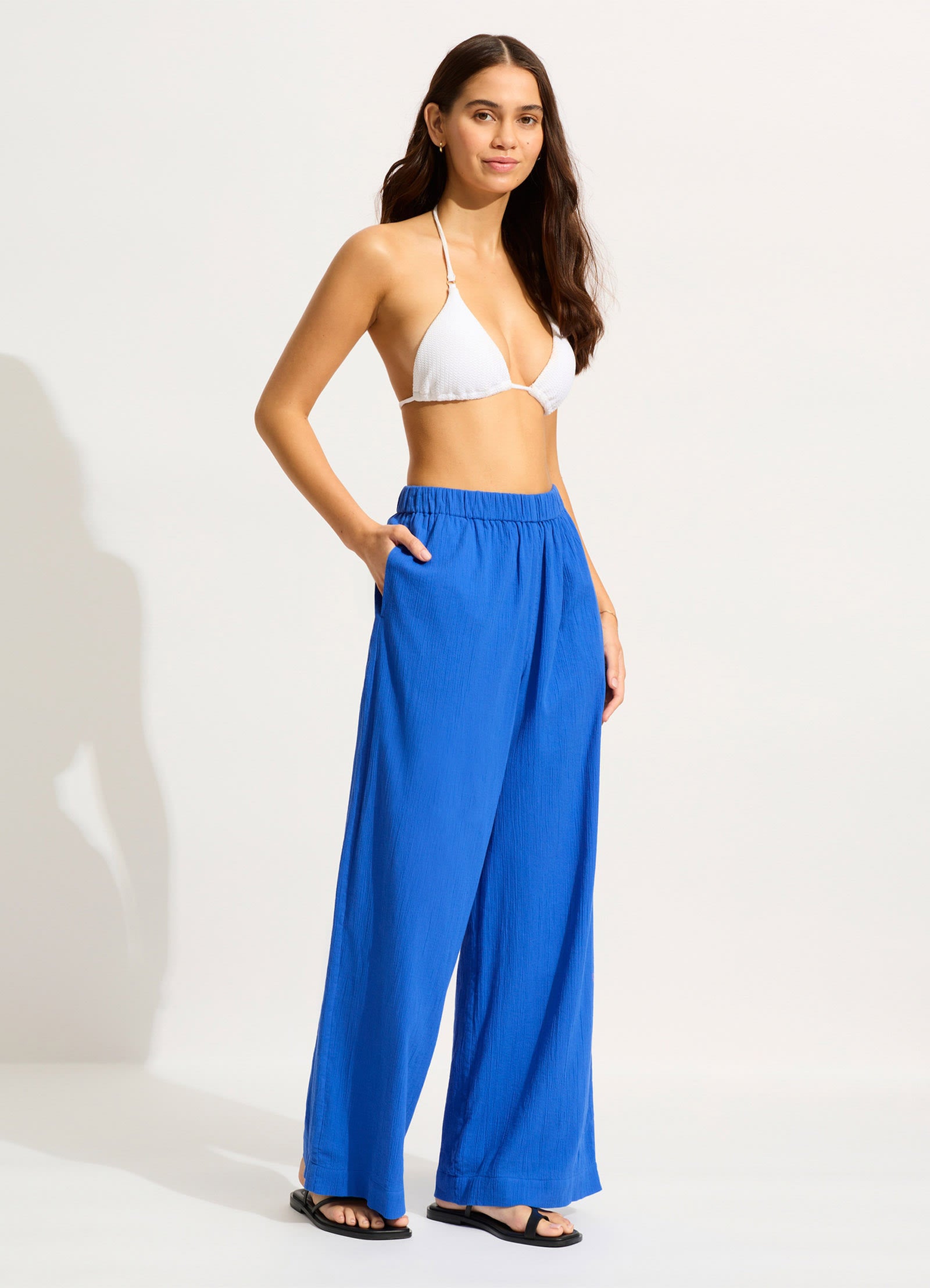 Crinkle Beach Pant - Azure - Azure view 3