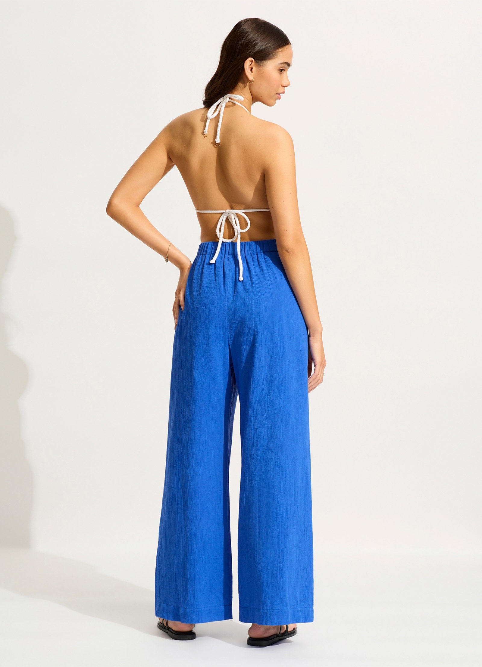 Crinkle Beach Pant - Azure - Azure view 4