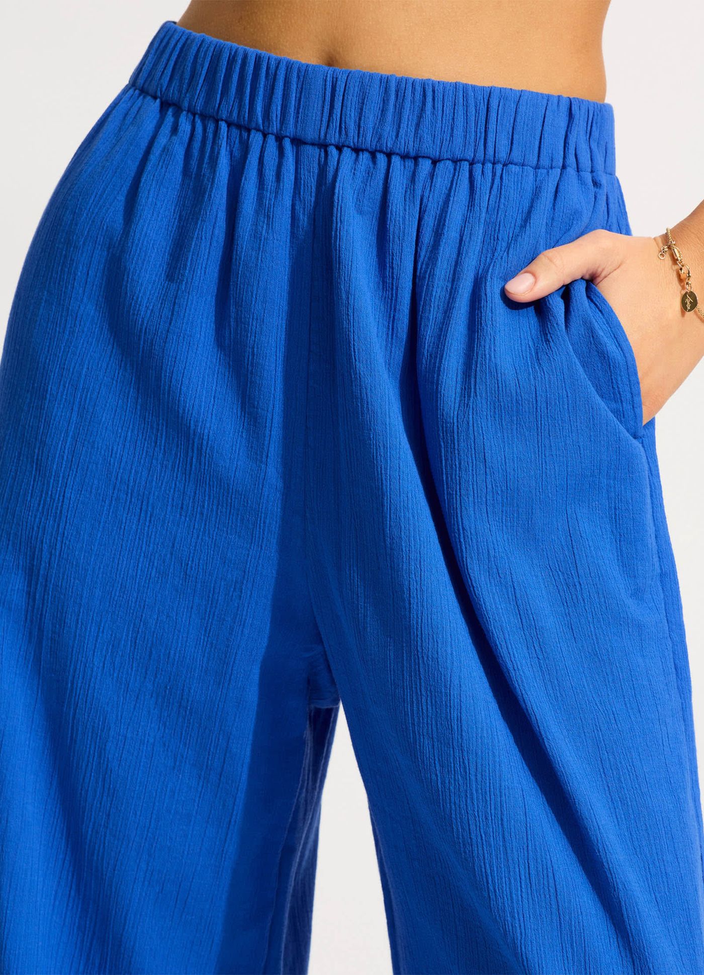 Crinkle Beach Pant - Azure - Azure view 5