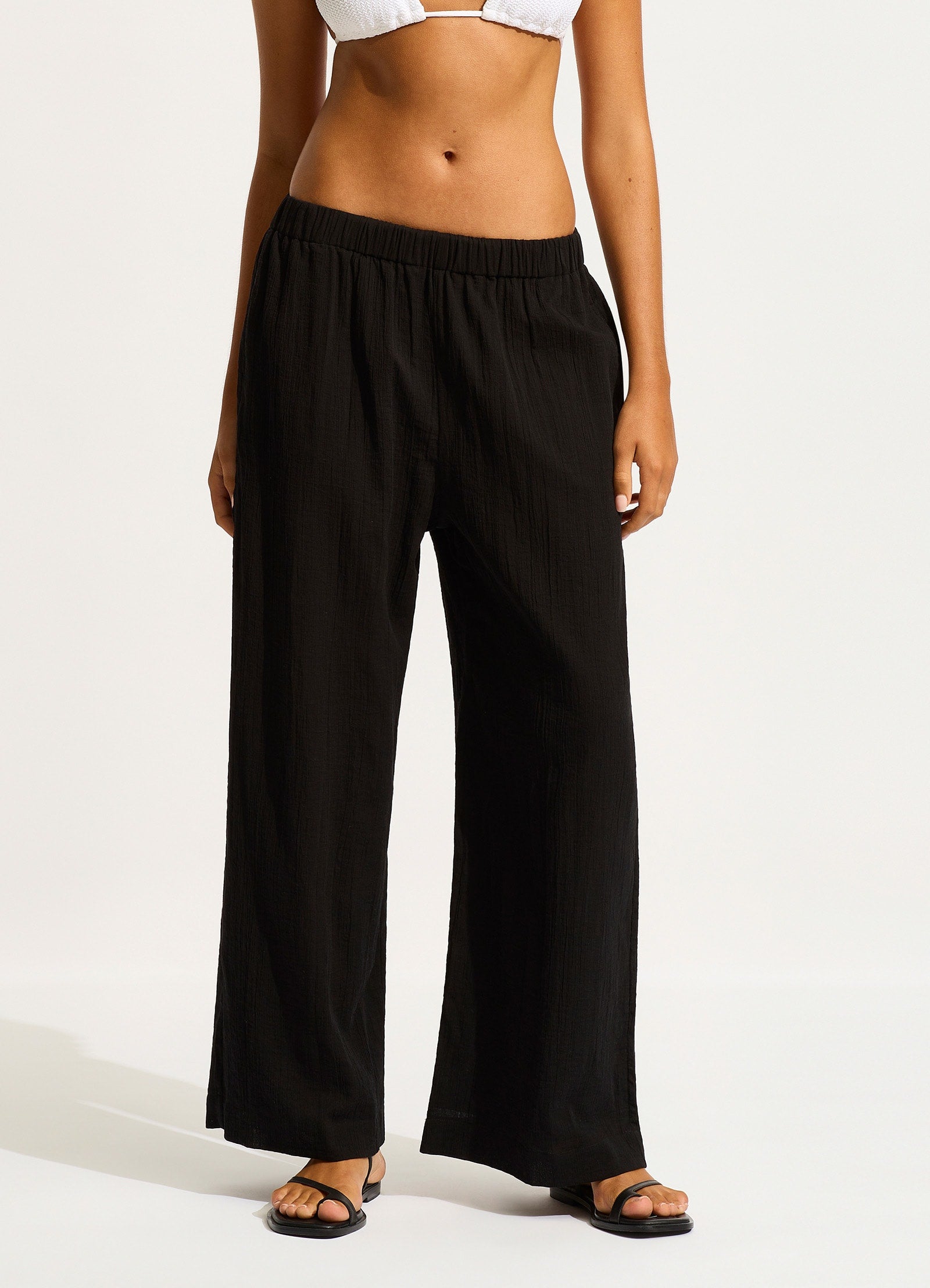 Crinkle Beach Pant - Black - Black view 2