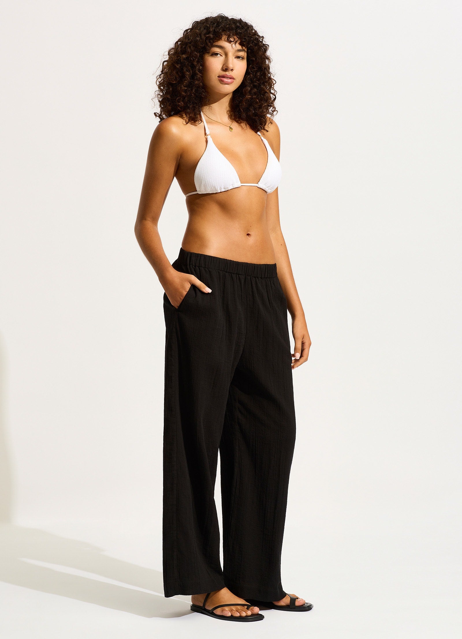 Crinkle Beach Pant - Black - Black view 3