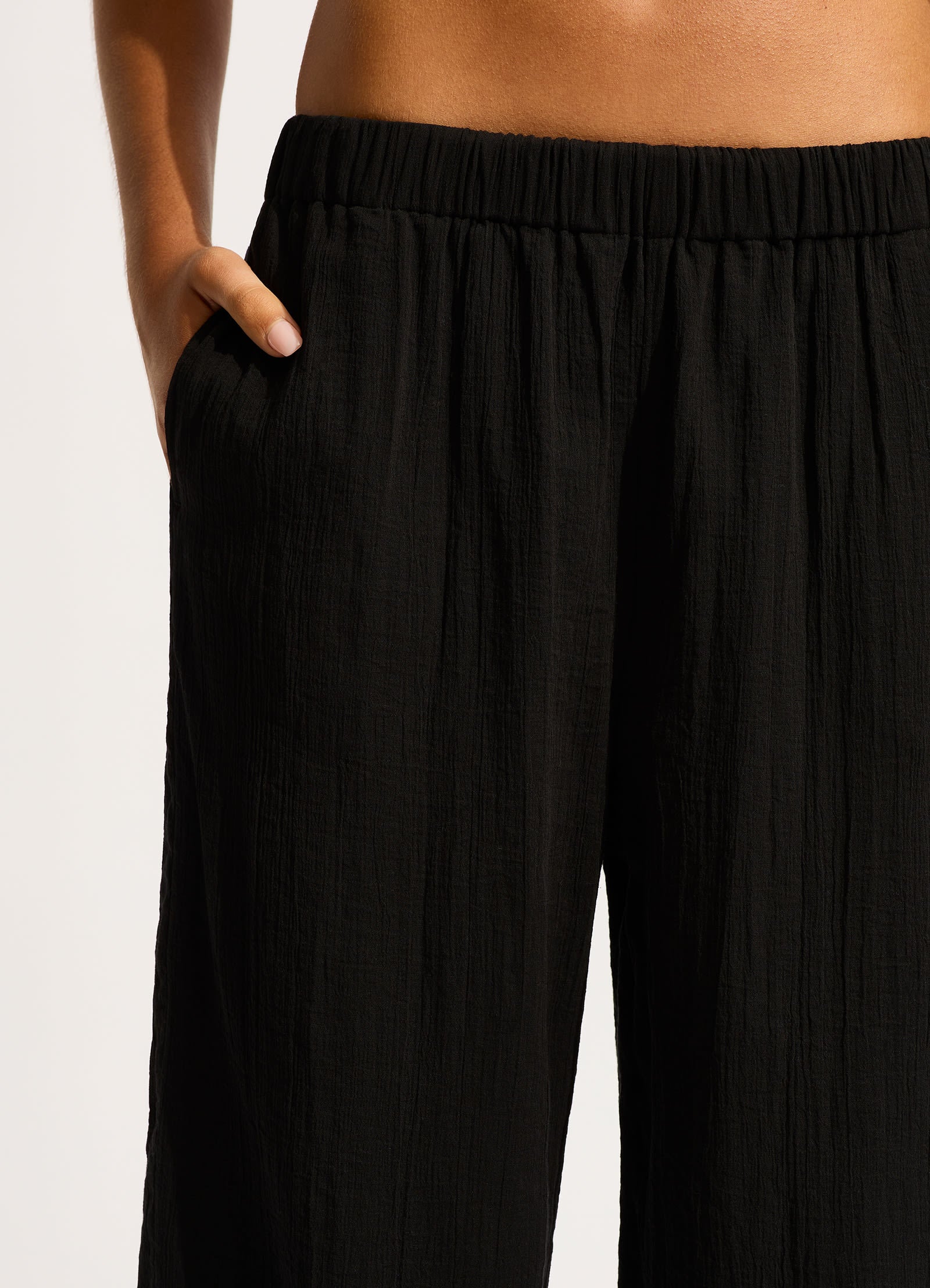 Crinkle Beach Pant - Black - Black view 5