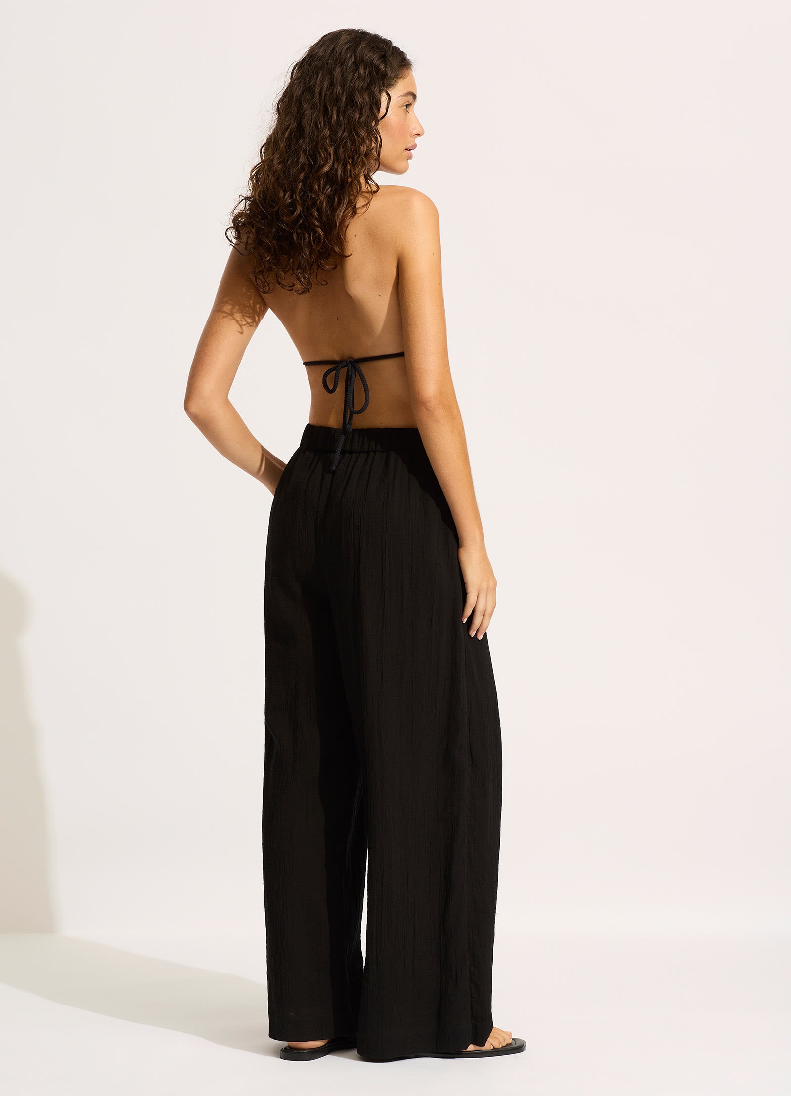 Crinkle Beach Pant - Black - Black view 4