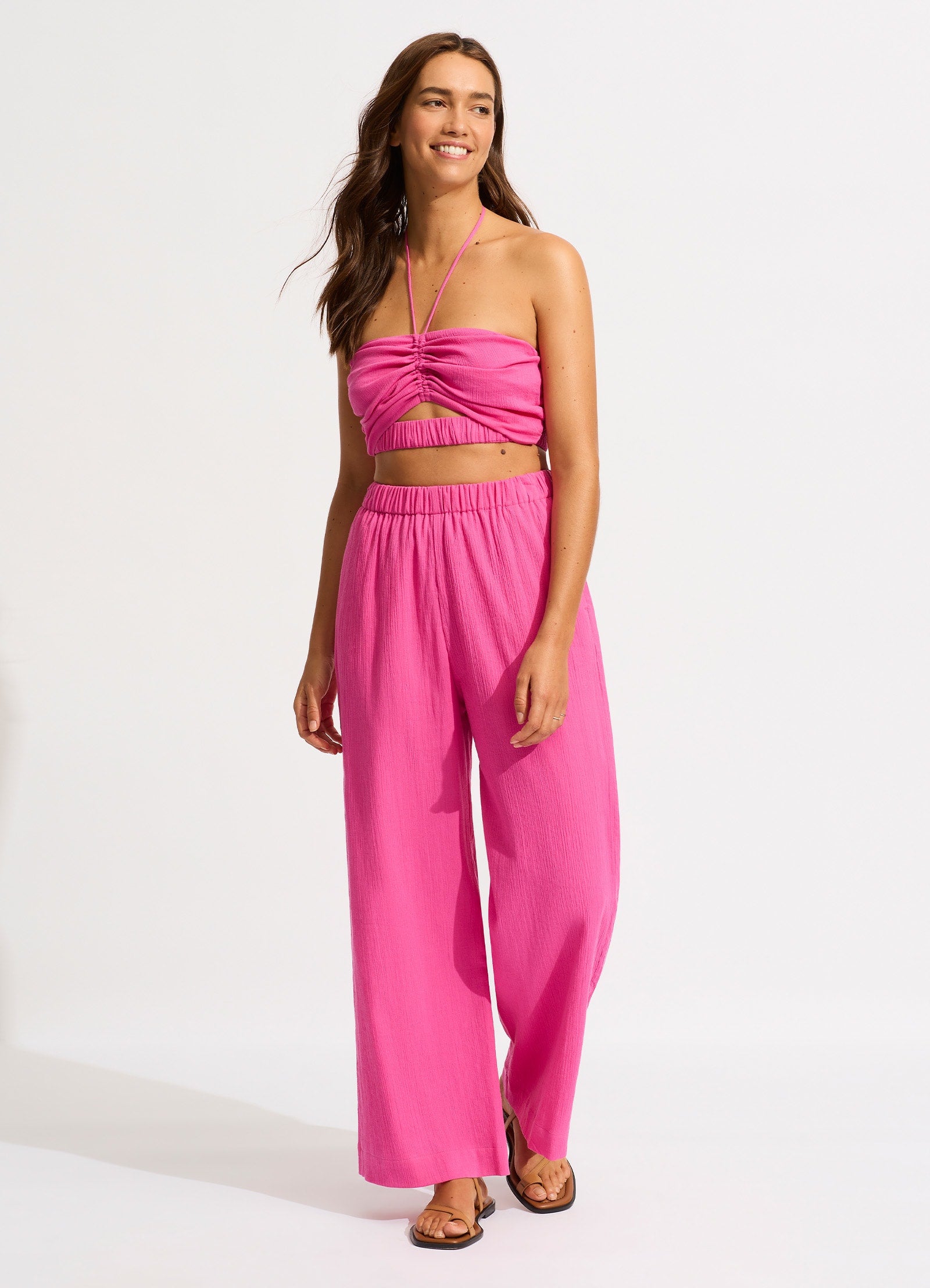 Crinkle Beach Pant - Hot Pink - Hot Pink
