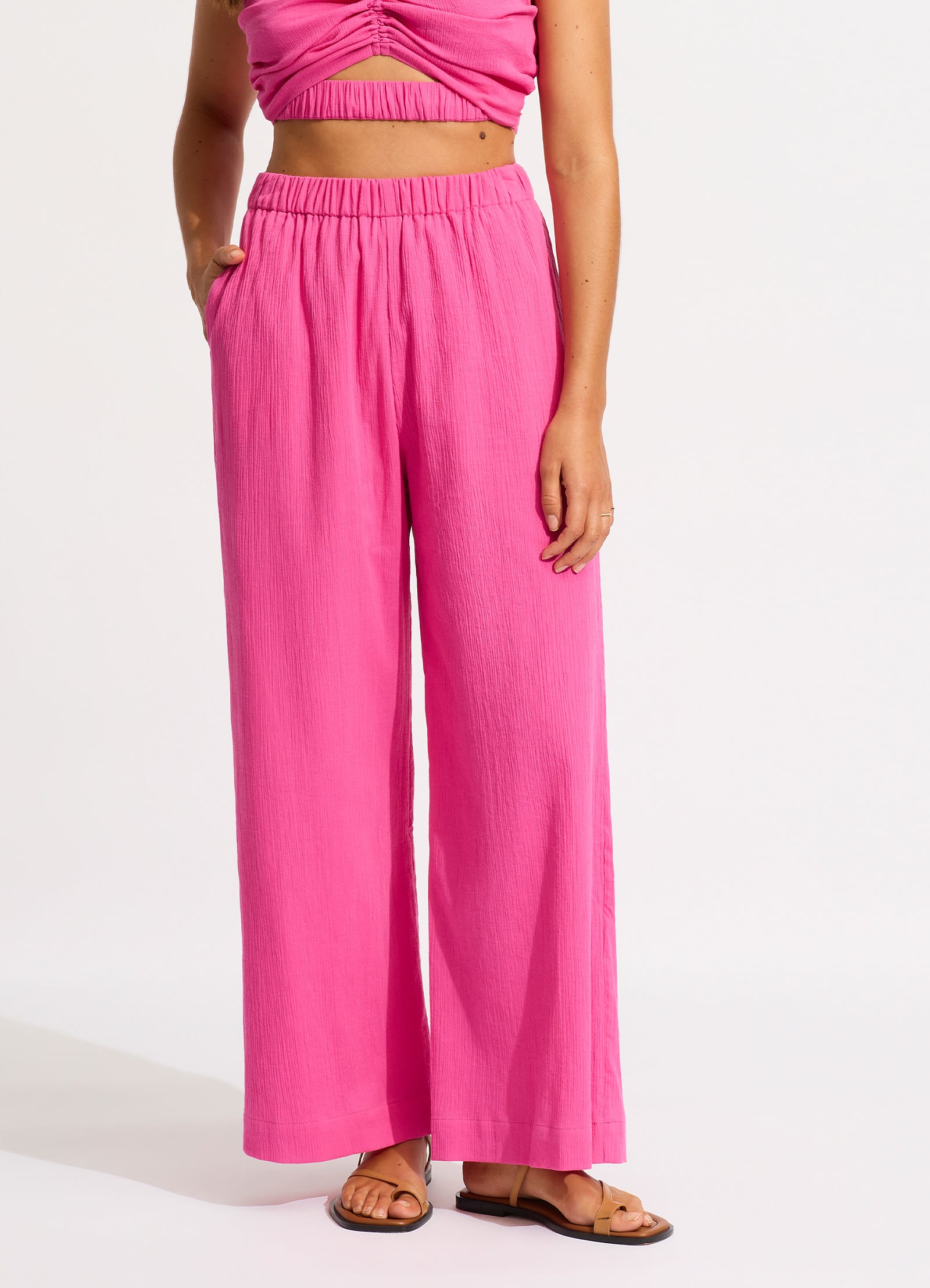 Crinkle Beach Pant - Hot Pink - Hot Pink view 2