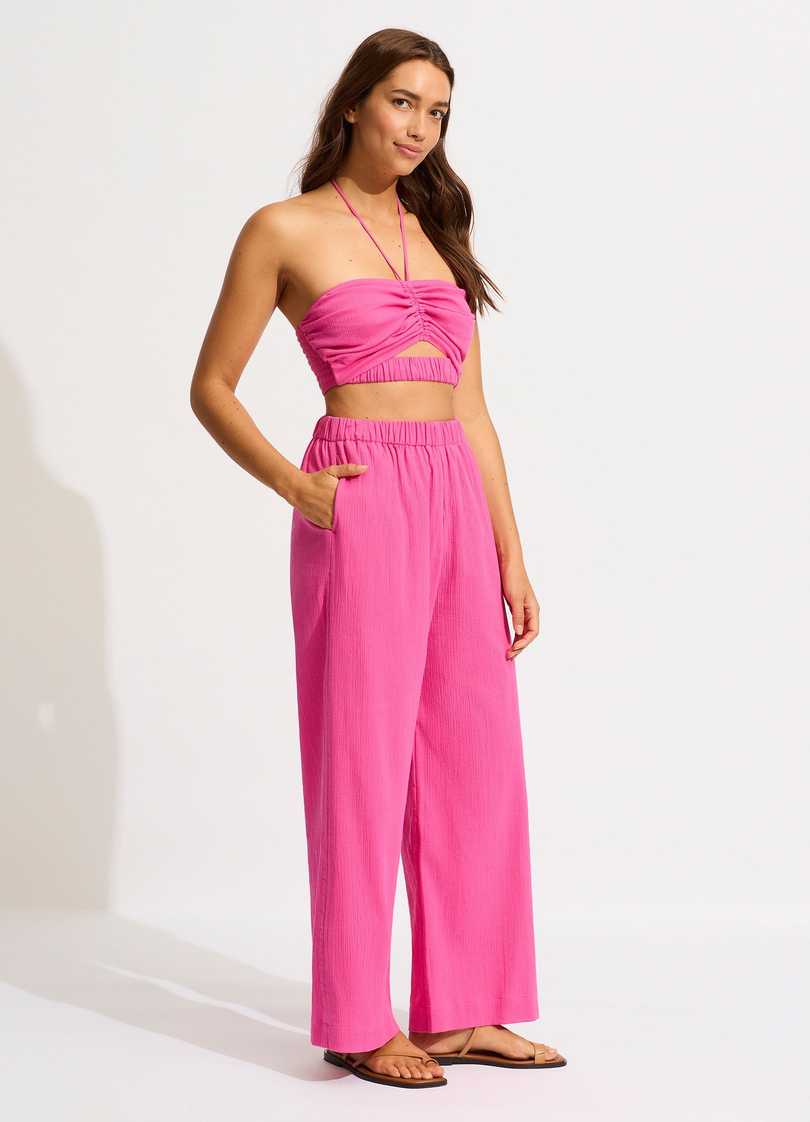 Crinkle Beach Pant - Hot Pink - Hot Pink view 3