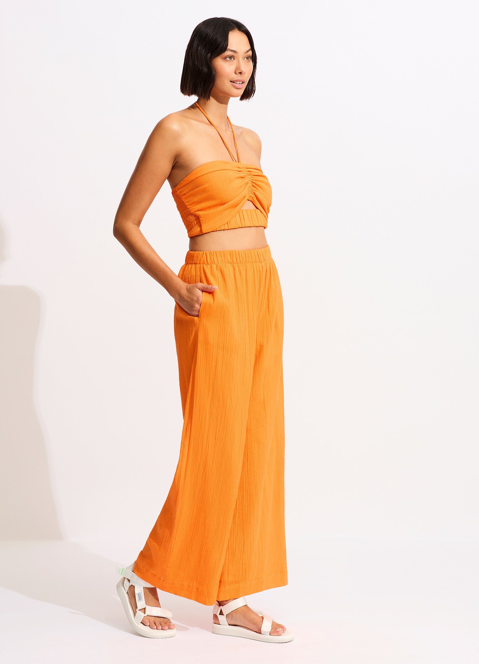 Crinkle Beach Pant - Mandarin - Mandarin view 3