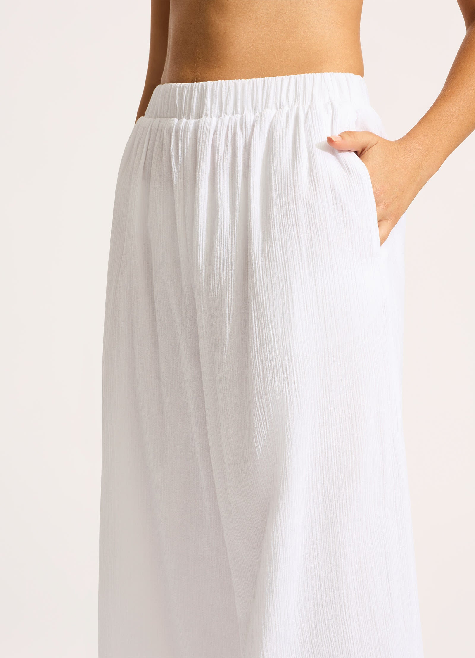 Crinkle Beach Pant - White - White view 5