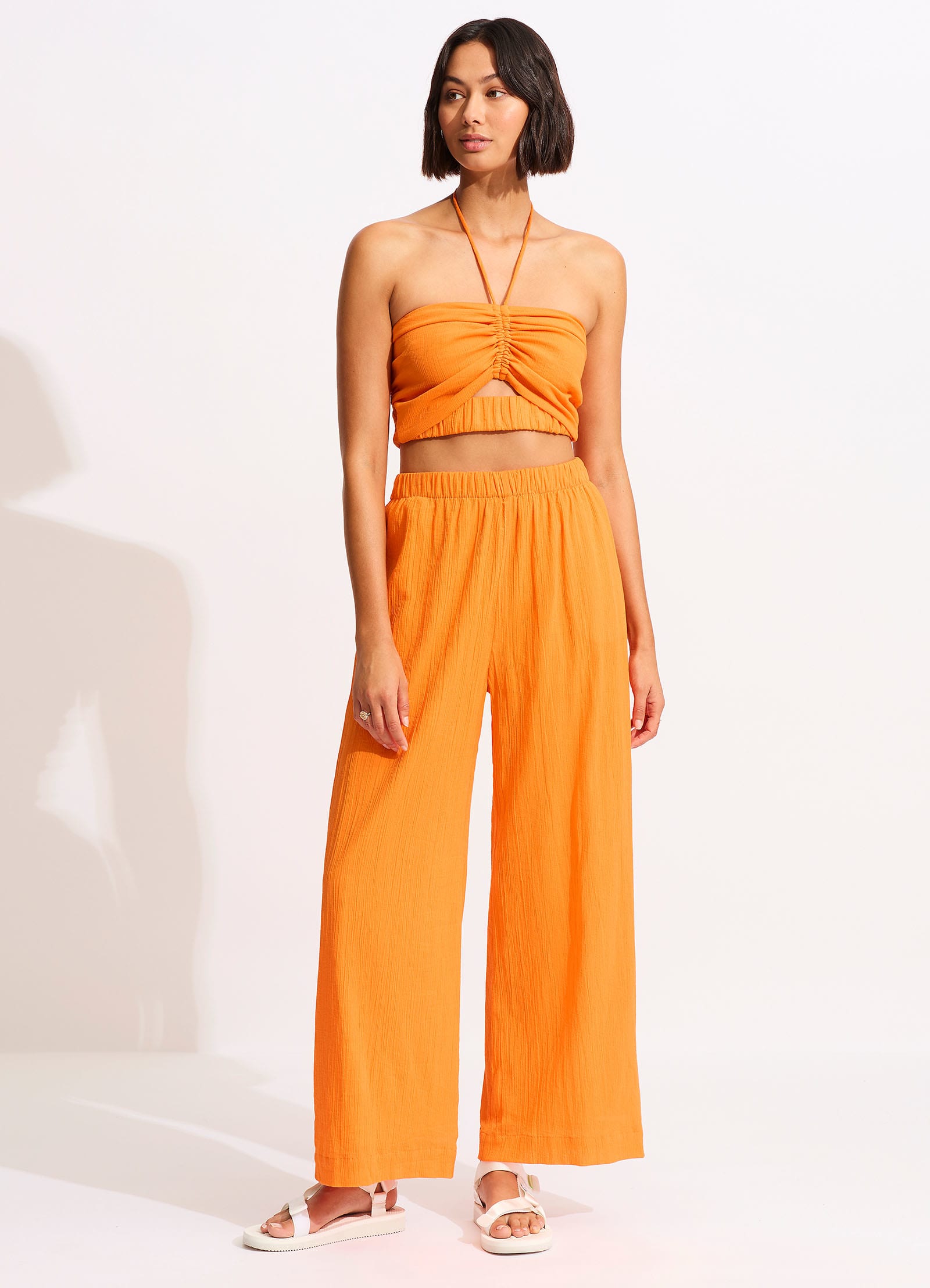 Crinkle Crop Top - Mandarin - Mandarin view 2