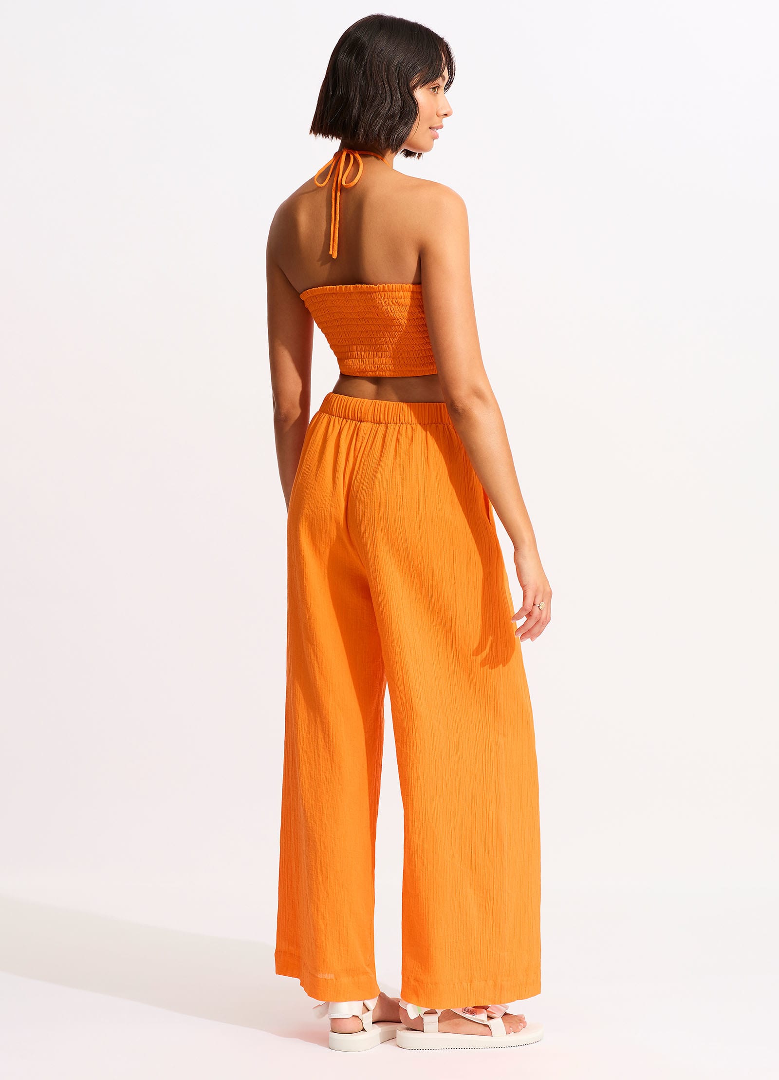 Crinkle Crop Top - Mandarin - Mandarin view 4