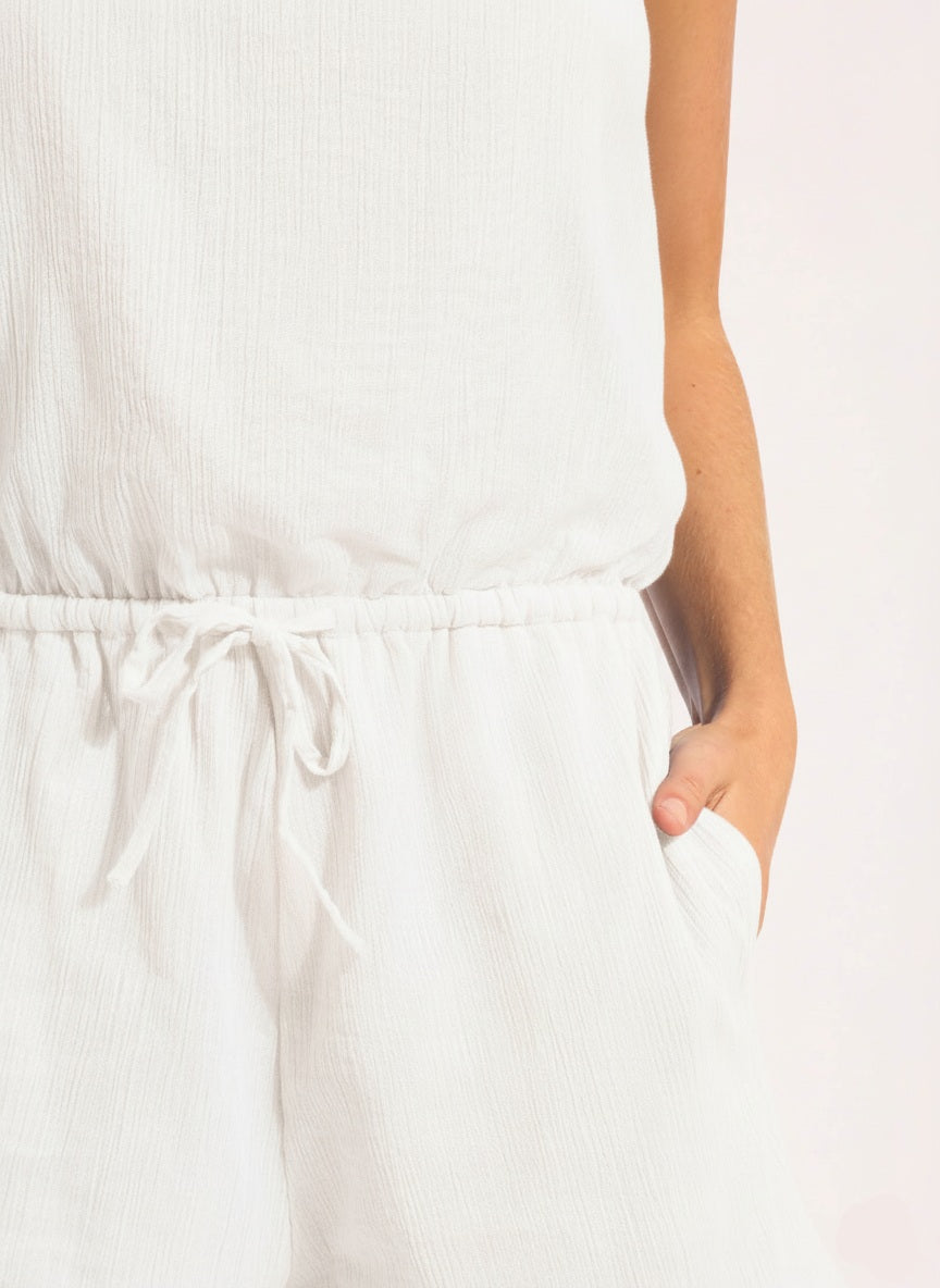 Crinkle Playsuit - White view 4