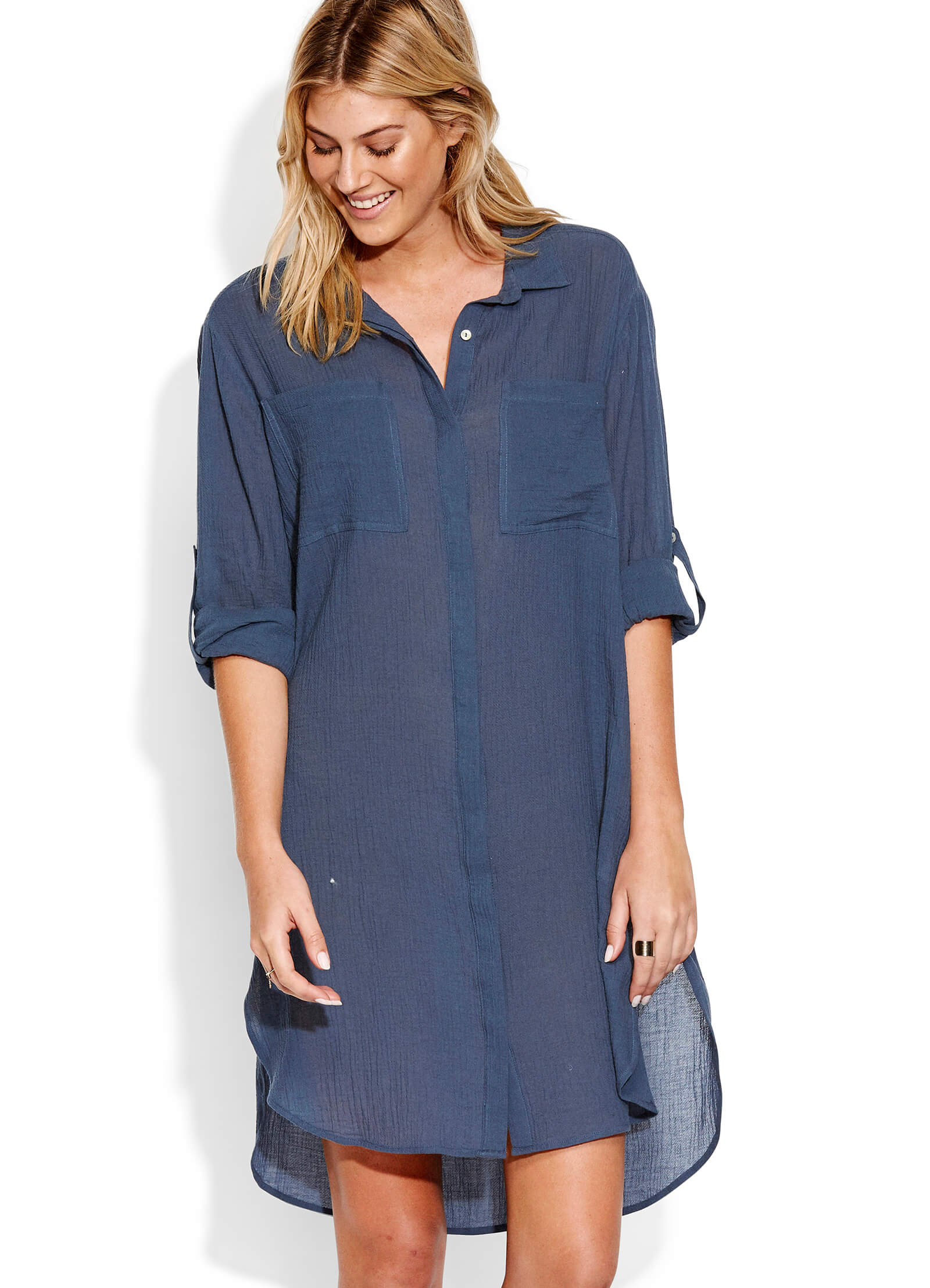 Crinkle Twill Beach Shirt - Blueprint - XS