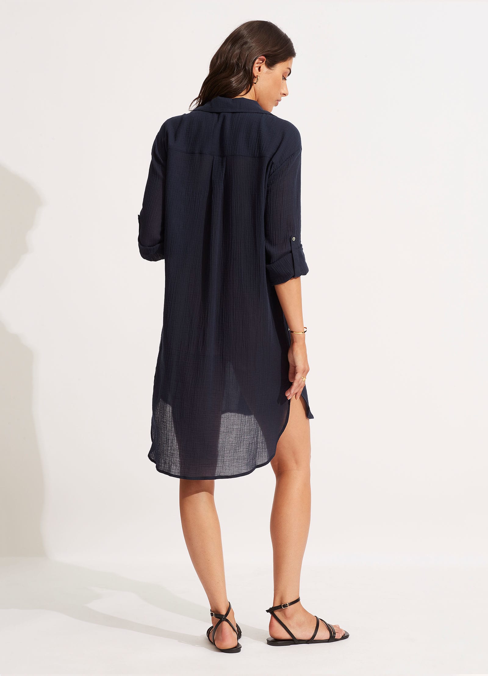 Crinkle Twill Beach Shirt - Indigo - Indigo view 4