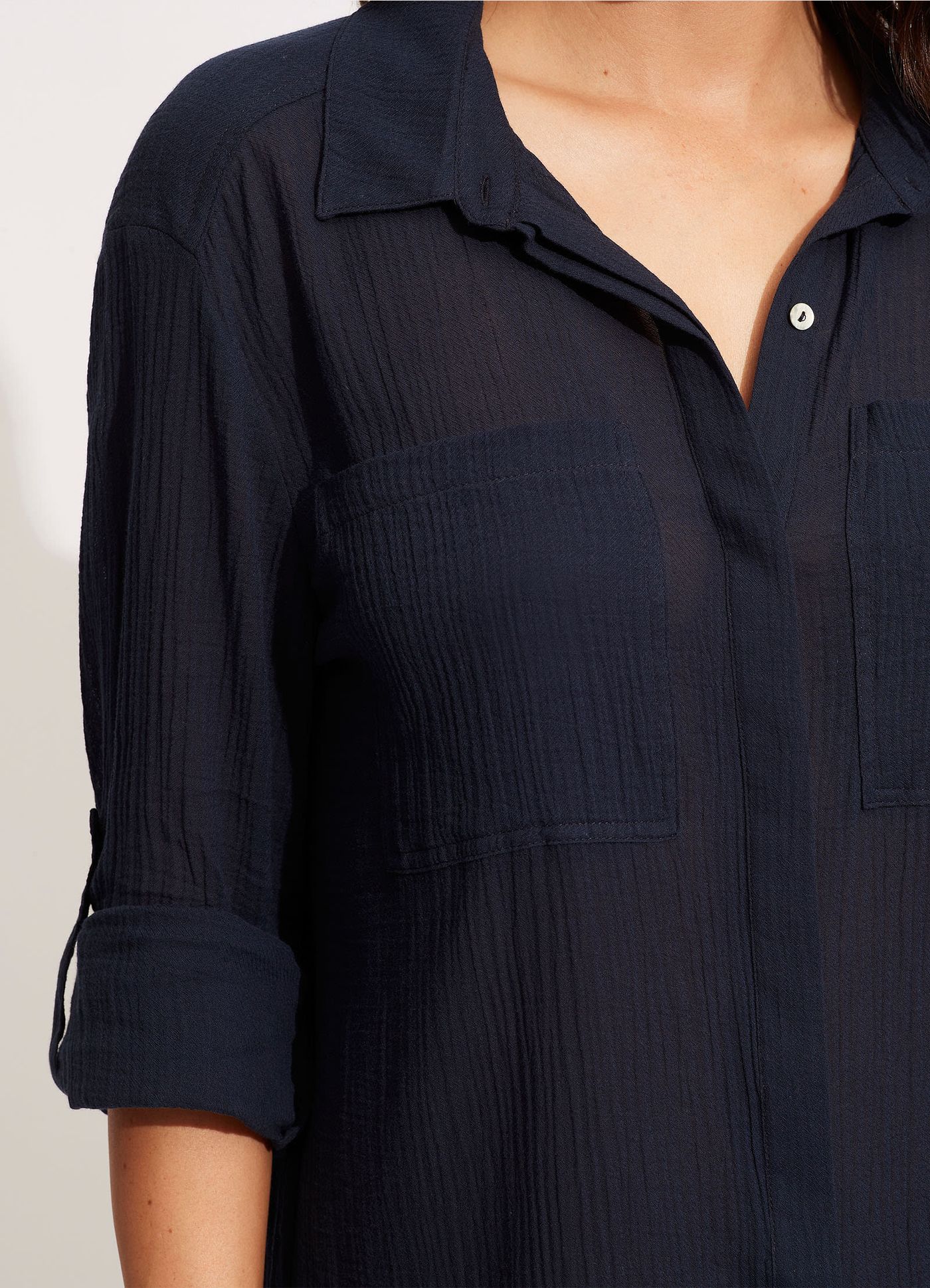 Crinkle Twill Beach Shirt - Indigo - Indigo view 6