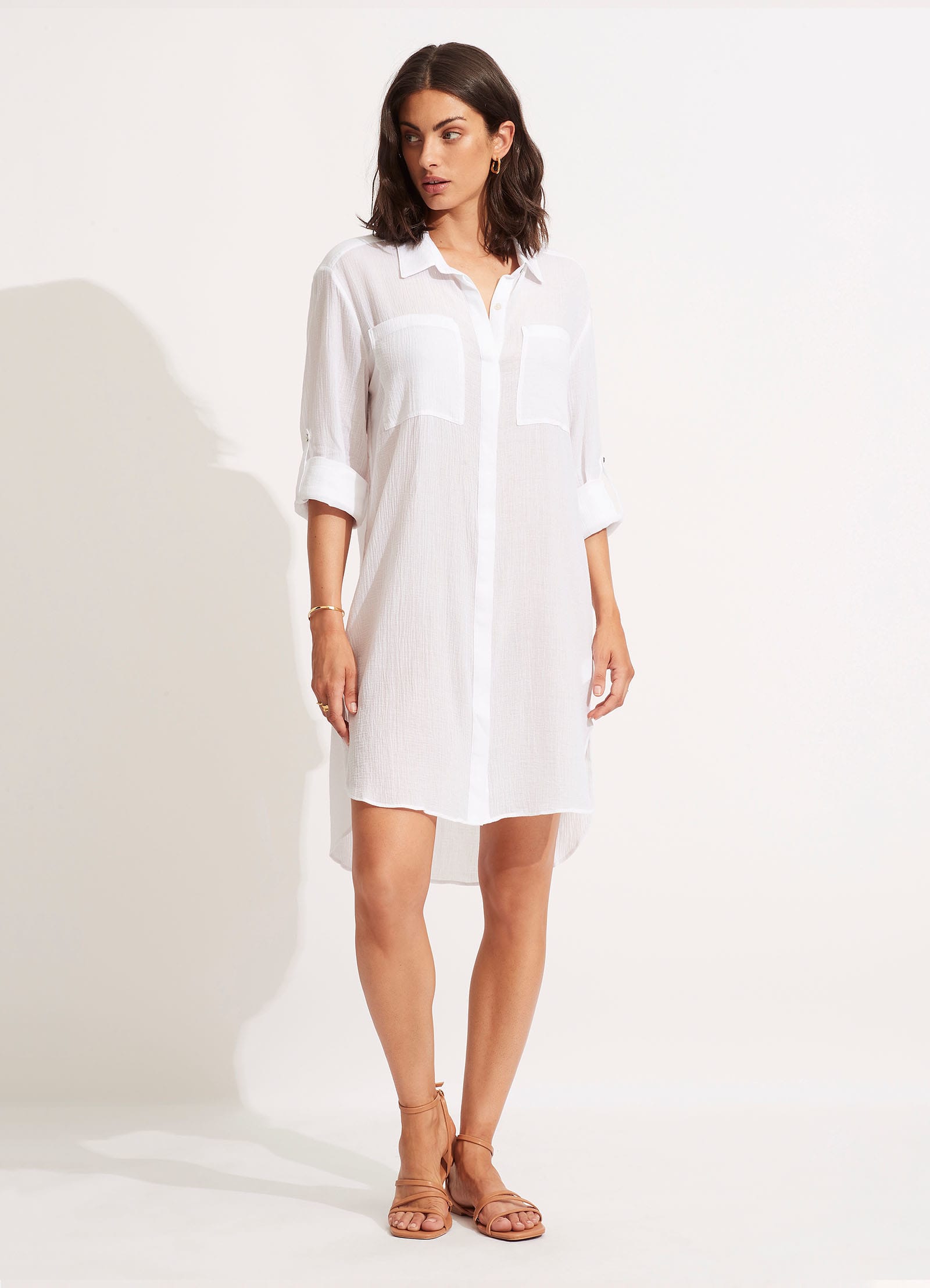 Crinkle Twill Beach Shirt - White - White