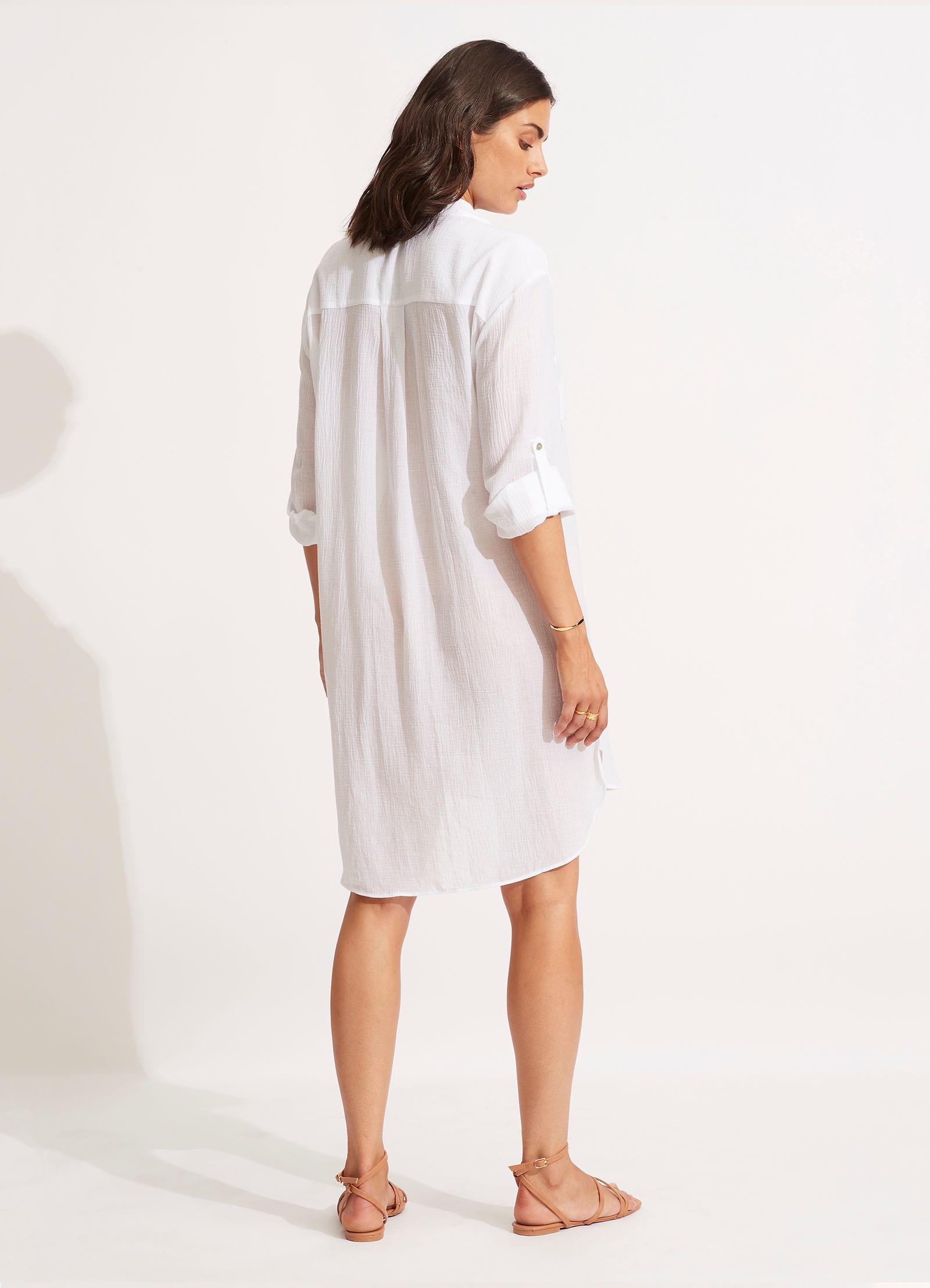 Crinkle Twill Beach Shirt - White - White view 4