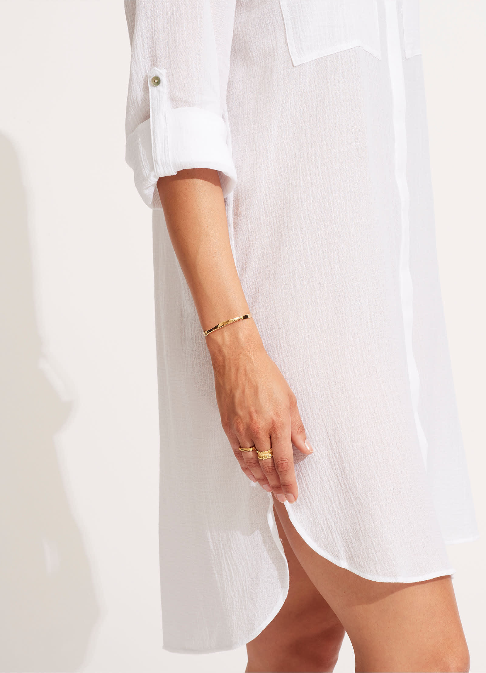 Crinkle Twill Beach Shirt - White - White view 5