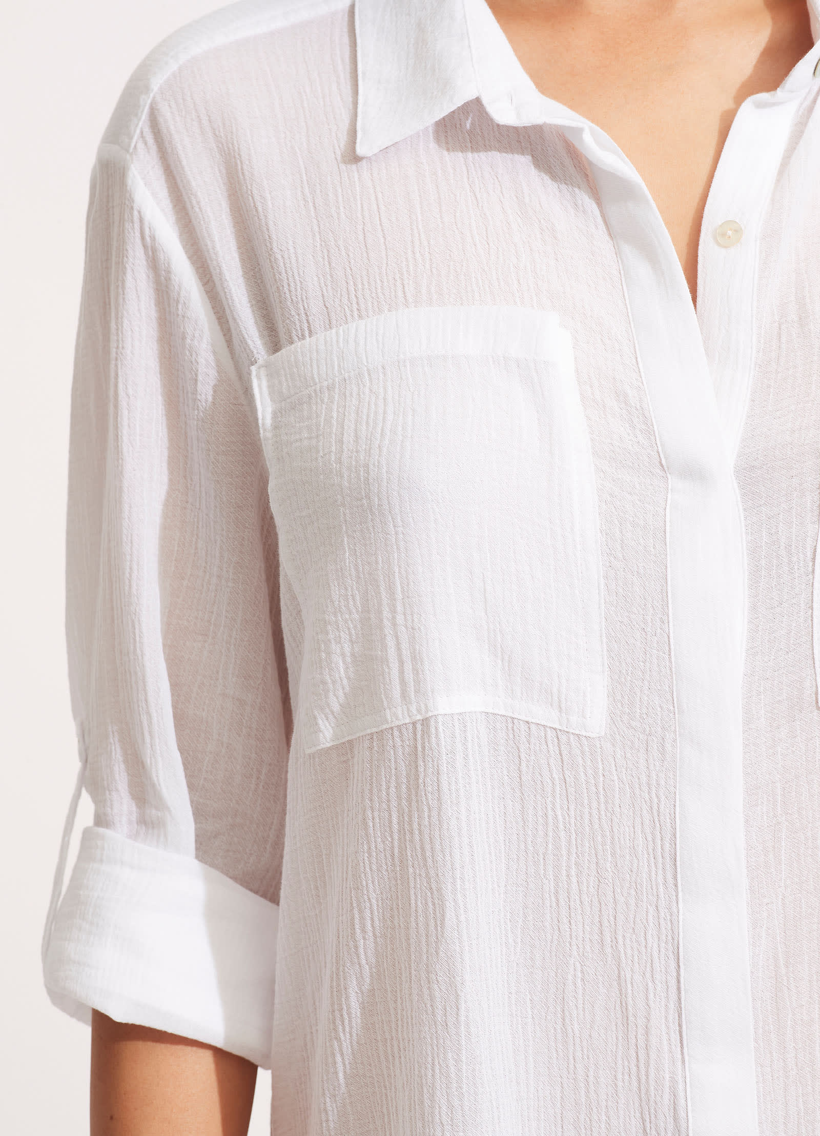 Crinkle Twill Beach Shirt - White - White view 6