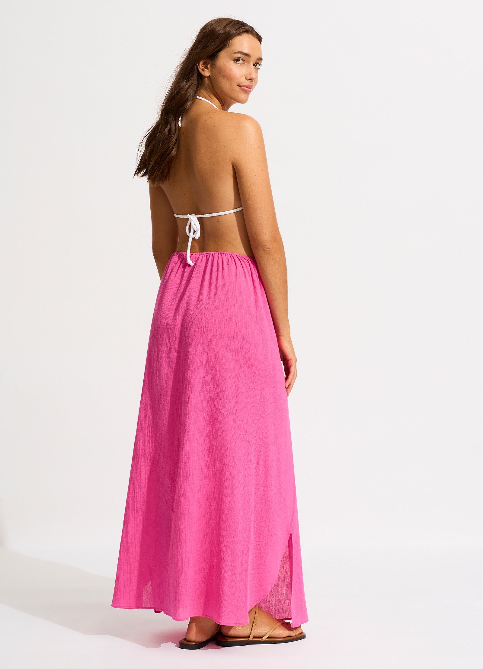 Crinkle Wrap Maxi Skirt - Hot Pink - Hot Pink view 4
