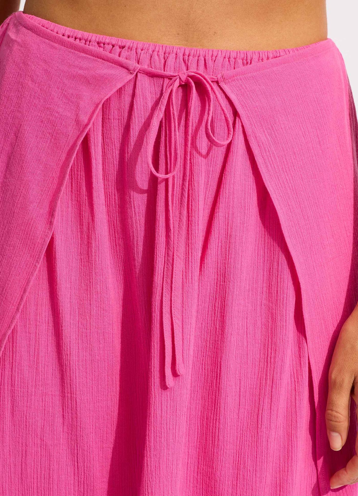 Crinkle Wrap Maxi Skirt - Hot Pink - Hot Pink view 5