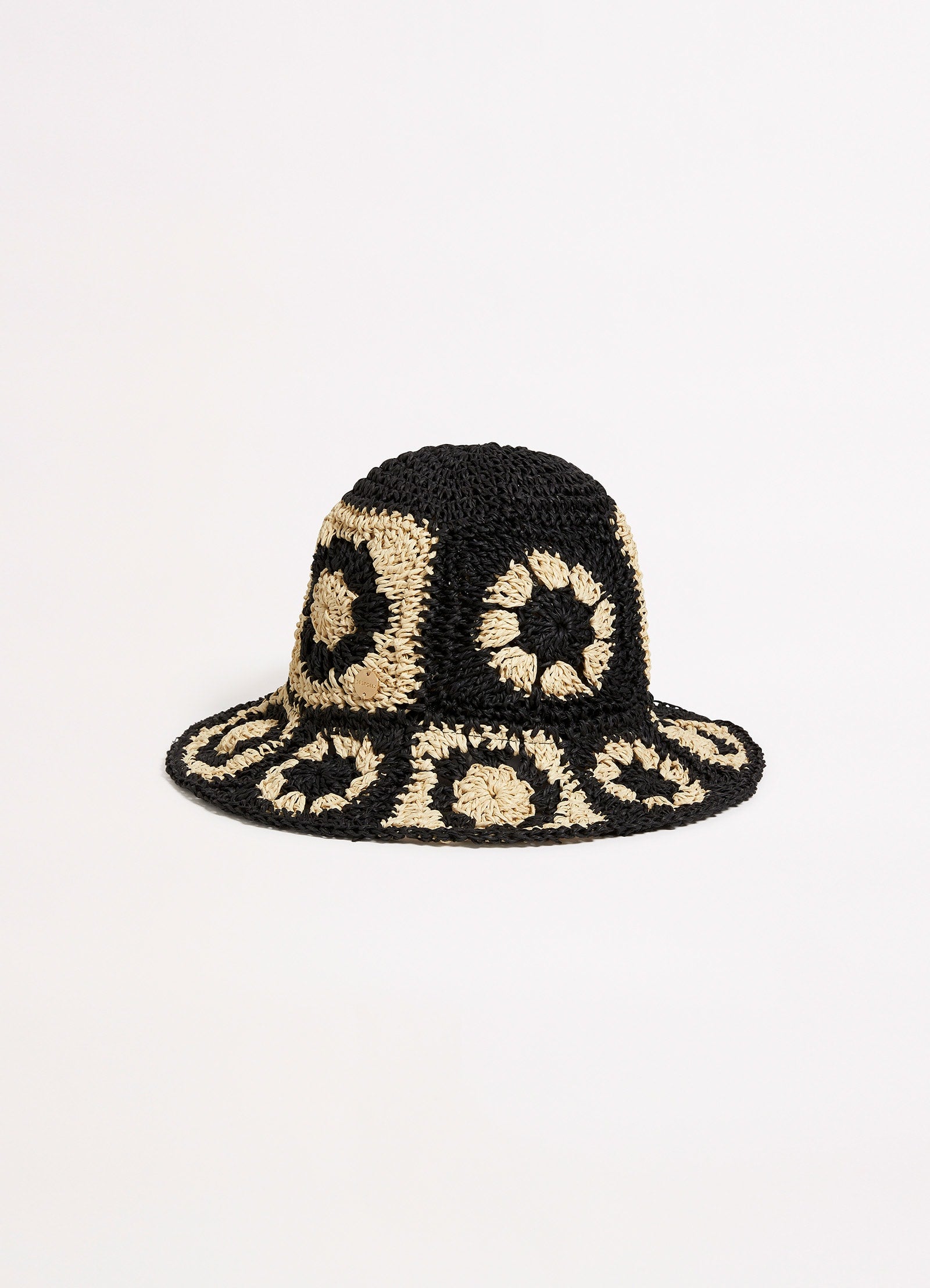 Crochet Hat - Black/Natural - Black/Natural view 2