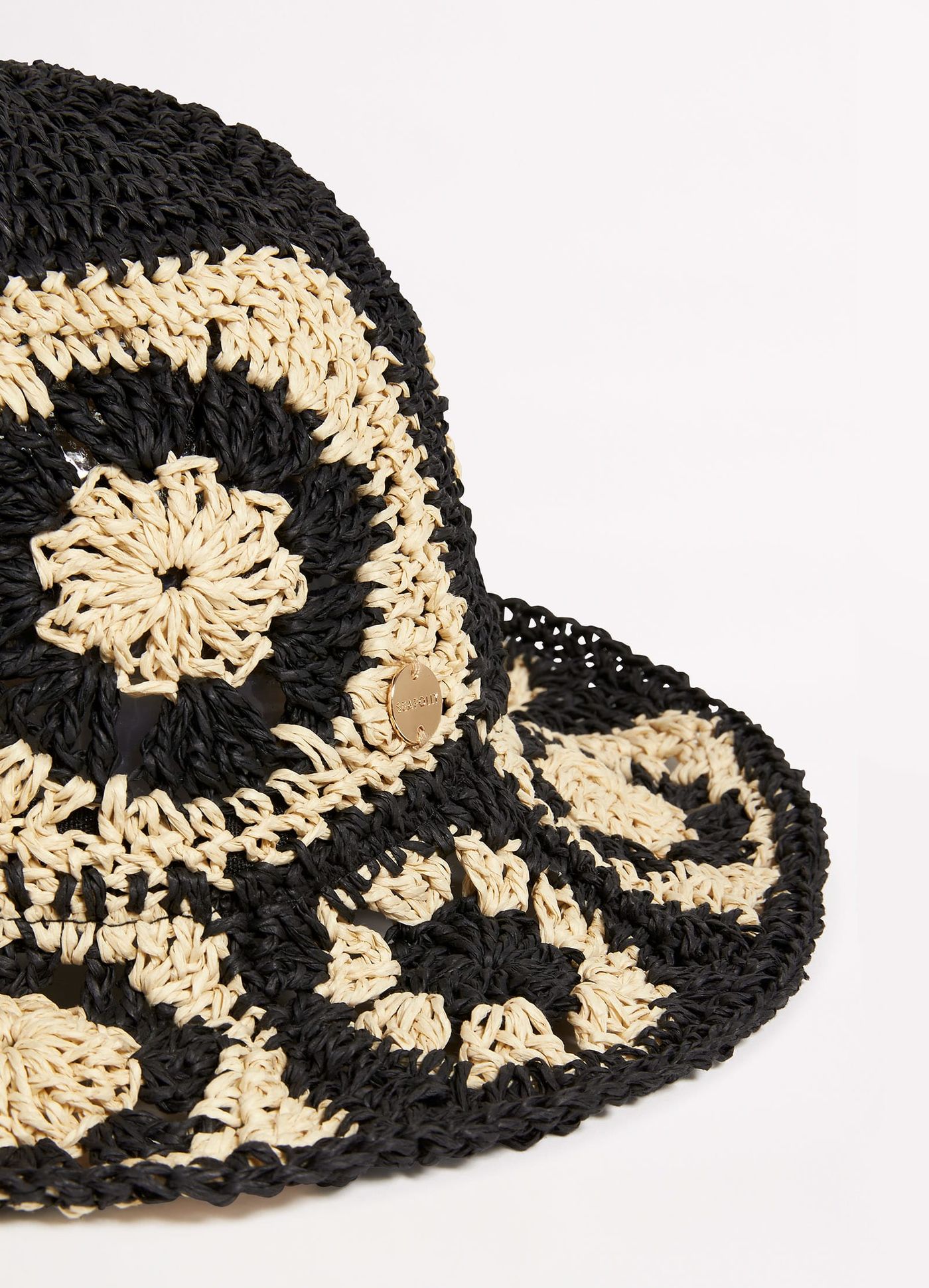 Crochet Hat - Black/Natural - Black/Natural view 3