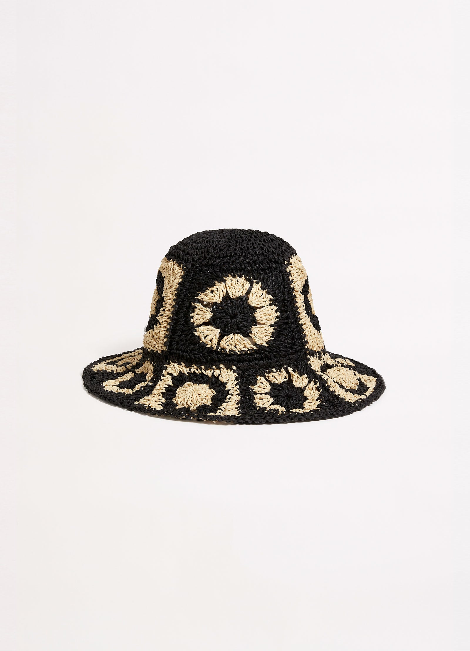 Crochet Hat - Black/Natural - Black/Natural view 7