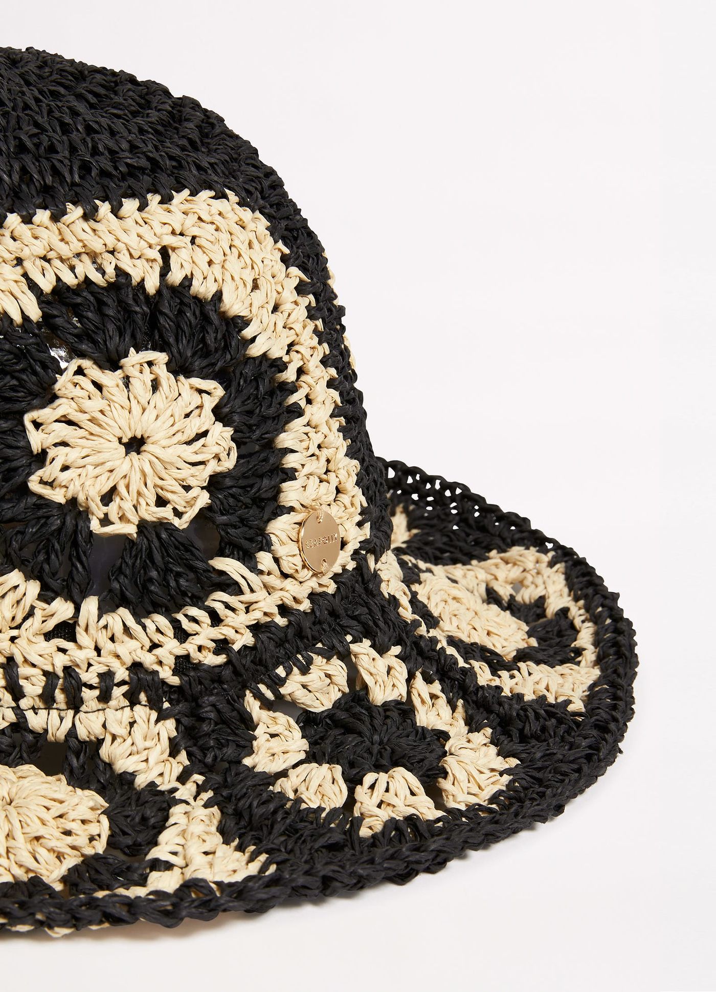 Crochet Hat - Black/Natural - Black/Natural view 8