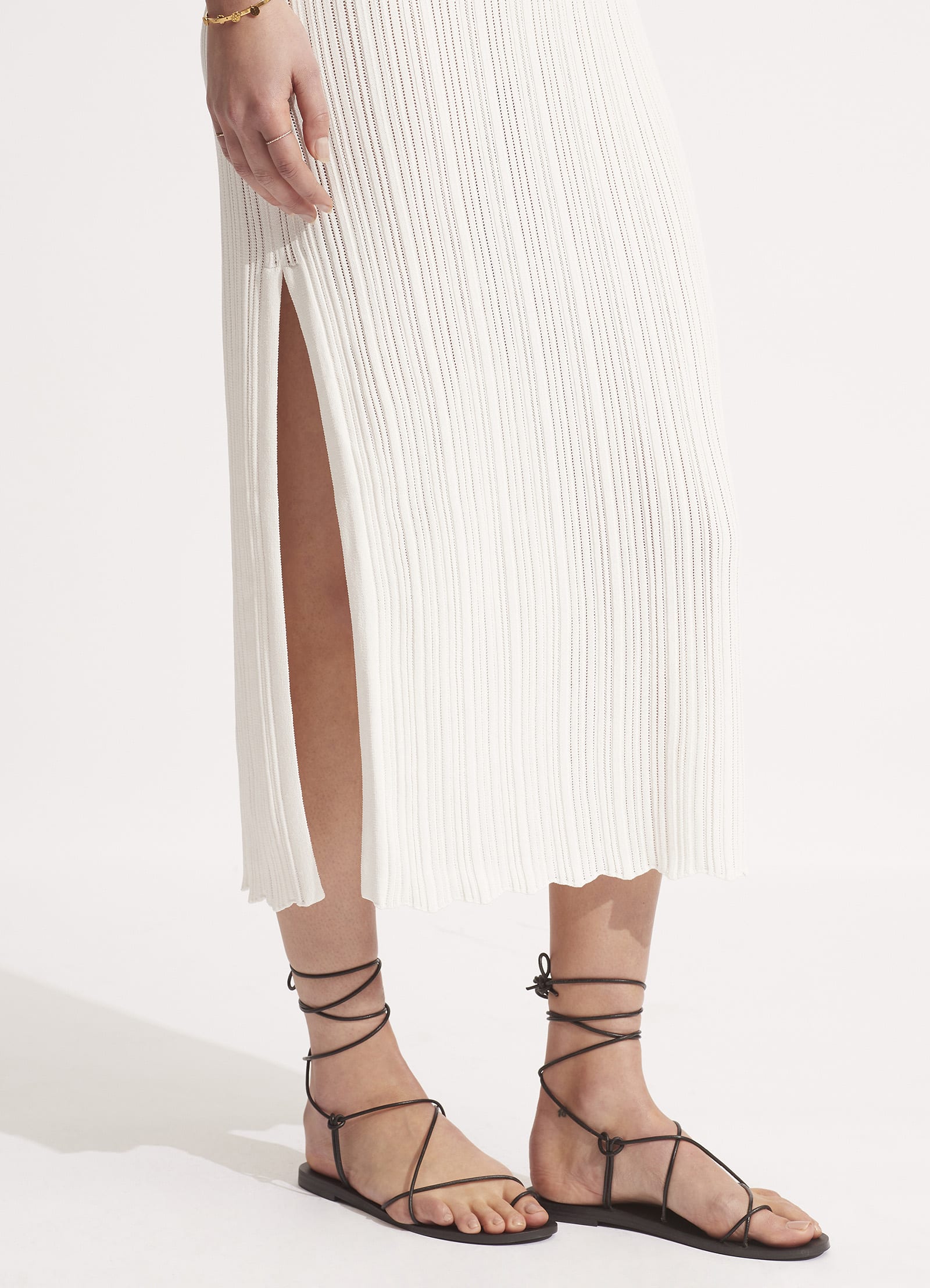 Crochet Knit Dress - White - White view 4