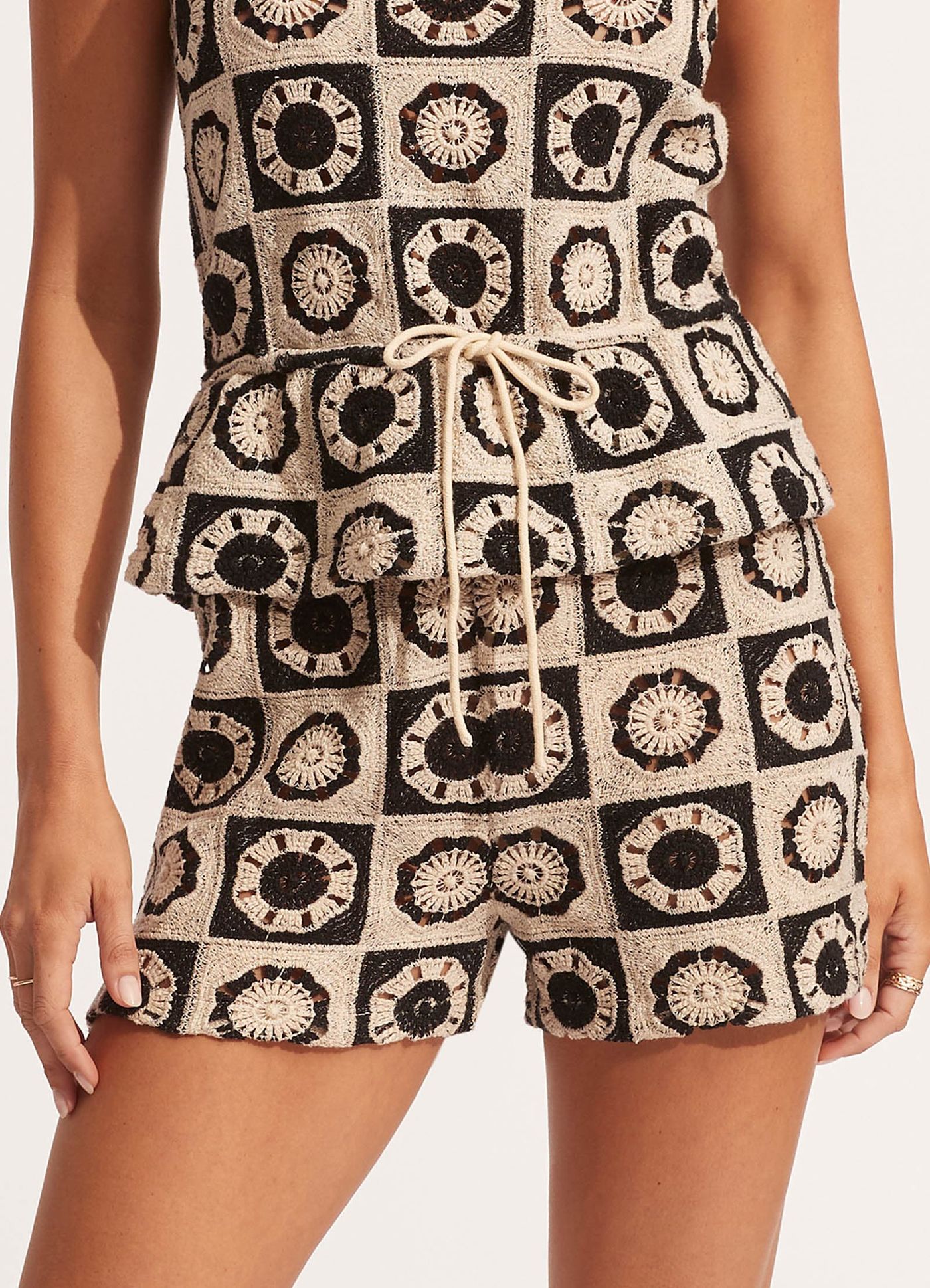 Crochet Short - Black/Natural - Black/Natural view 2