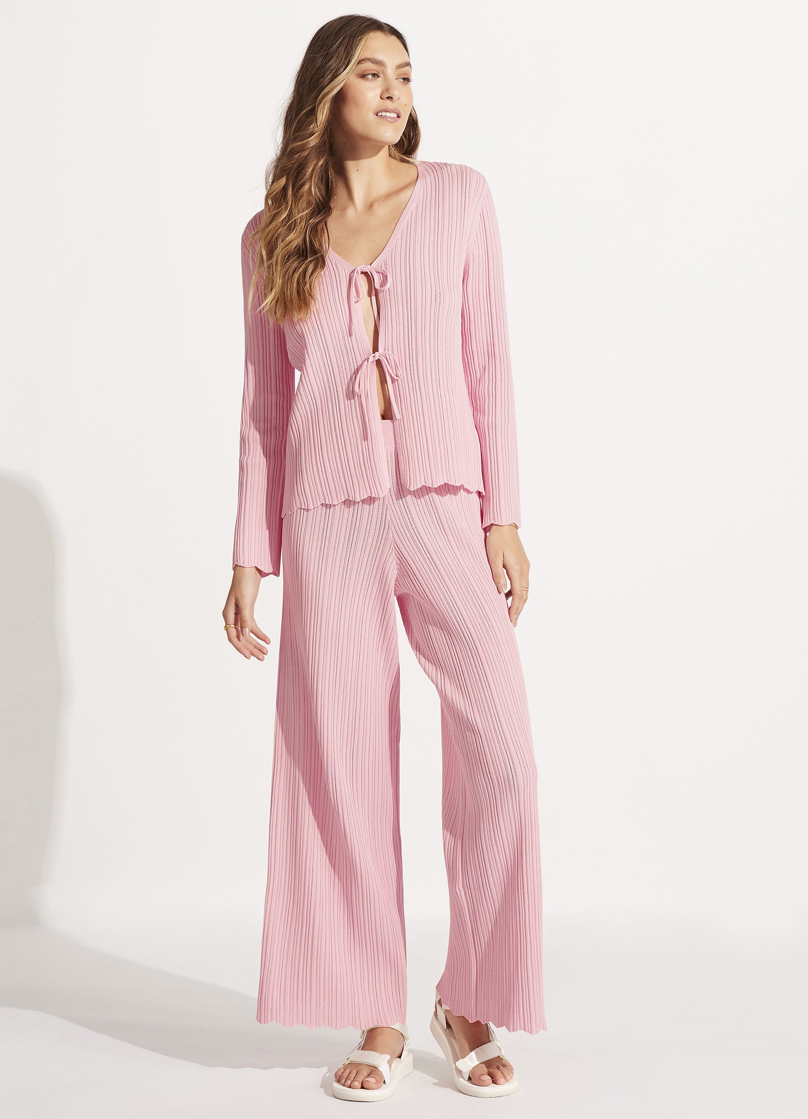 Crochet Tie Knit Top - Parfait Pink - Parfait Pink