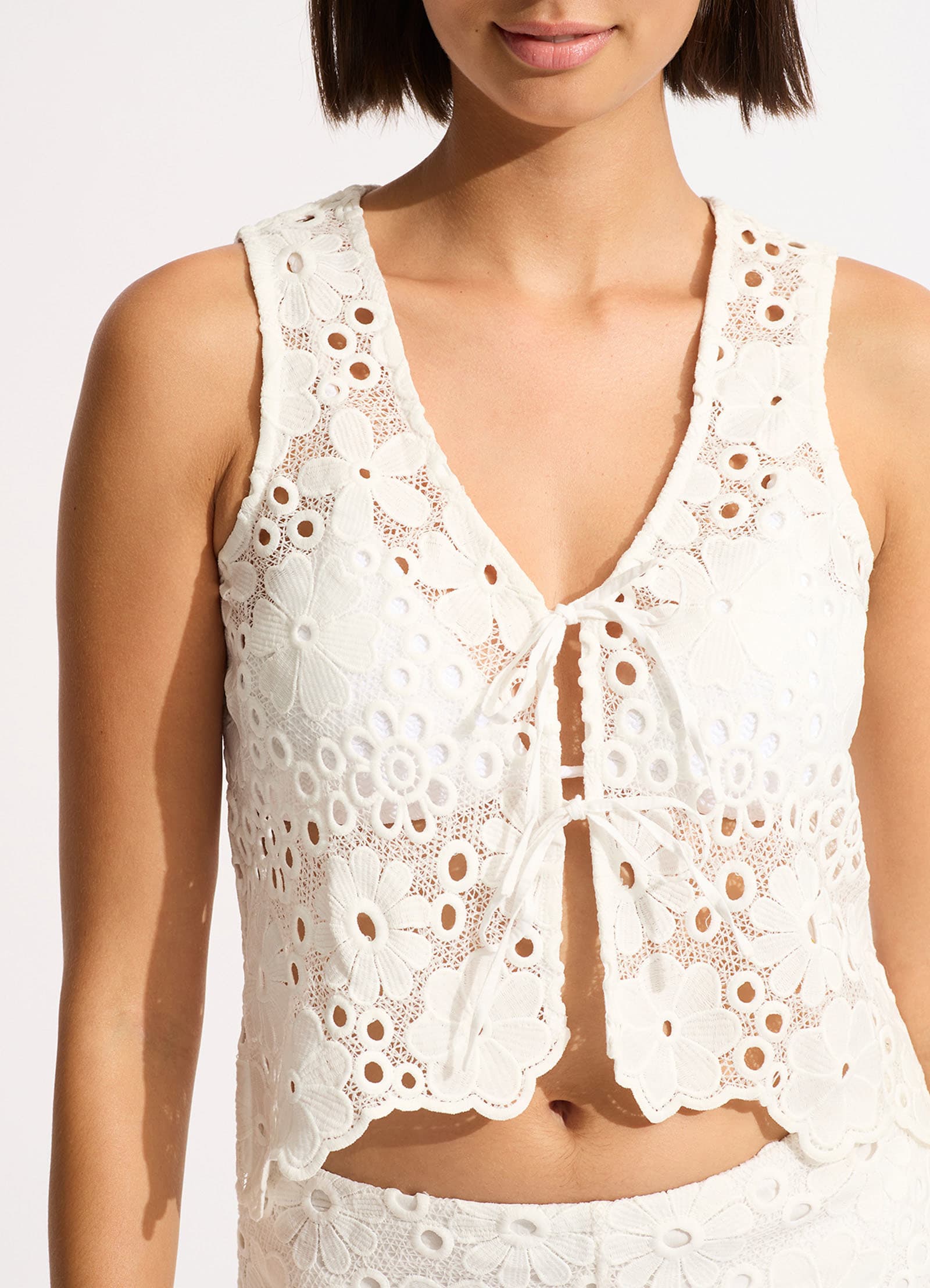 Crochet Top - White - White view 4
