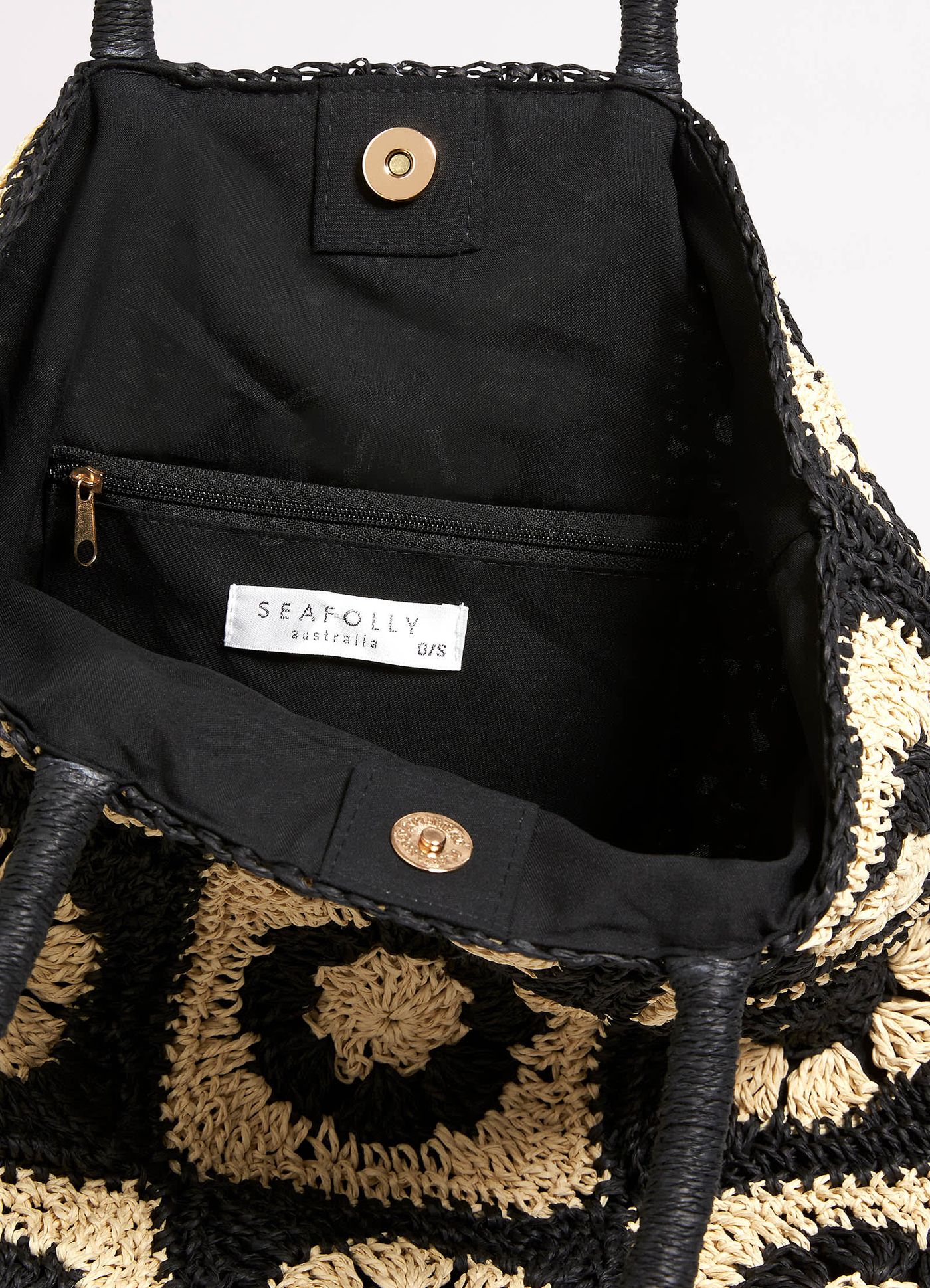 Crochet Tote - Black/Natural - Black/Natural view 4