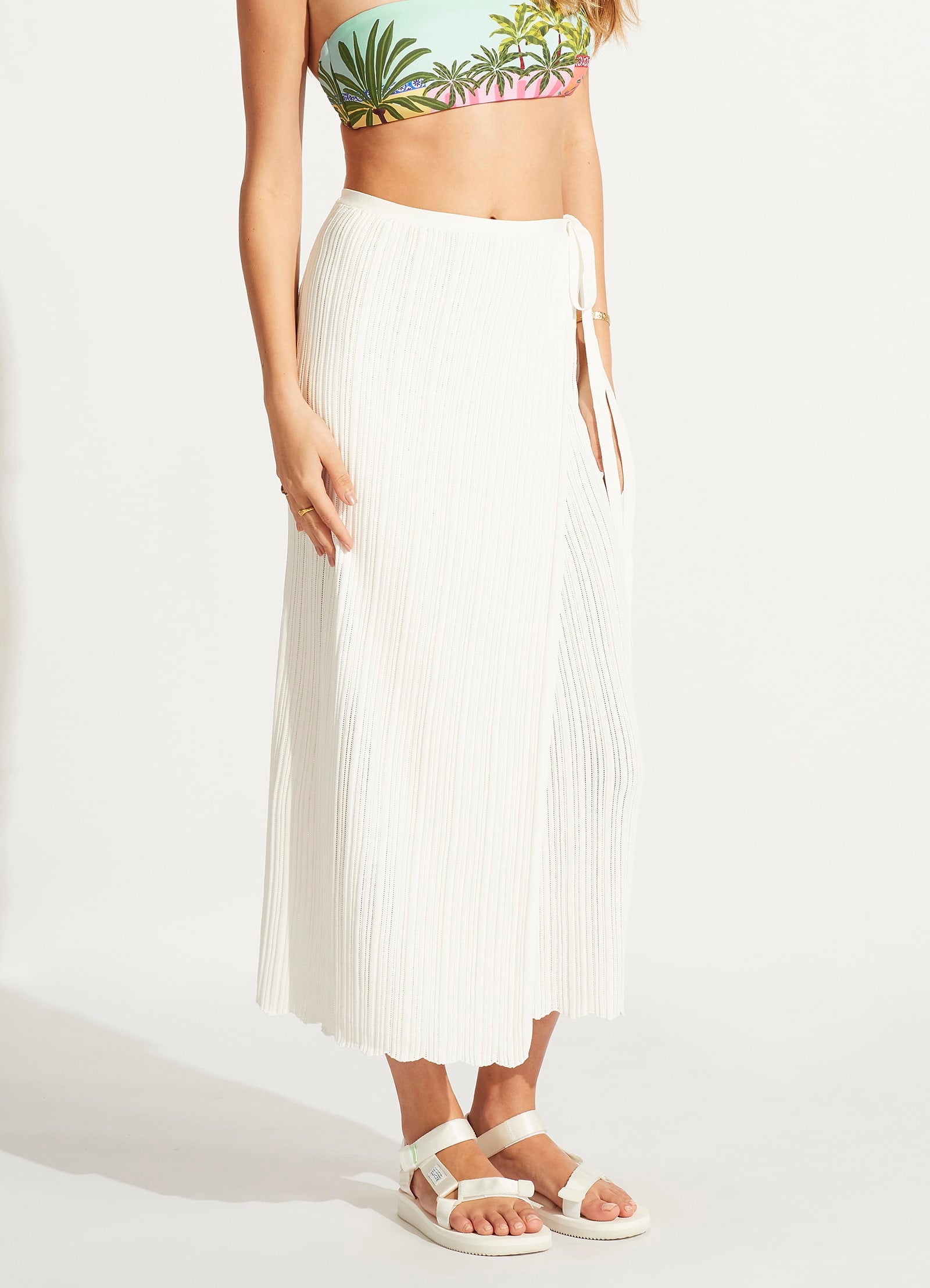 Crochet Wrap Skirt - White - White view 2